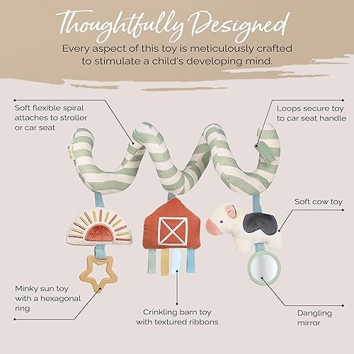 Miniatura 5 de Itzy Ritzy Juguete de actividad en espiral para asiento de automóvil y cochecito – Juguetes para cochecito y asiento de automóvil para edades de 0