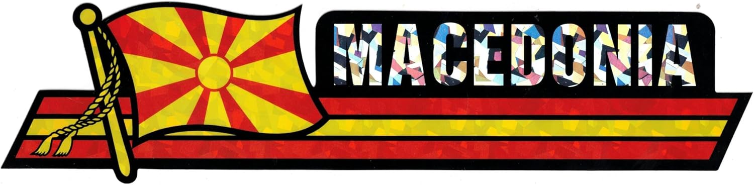 Pack of 50 Macedonia Flag 3"x12" Reflective Decal Bumper Sticker DCX-142