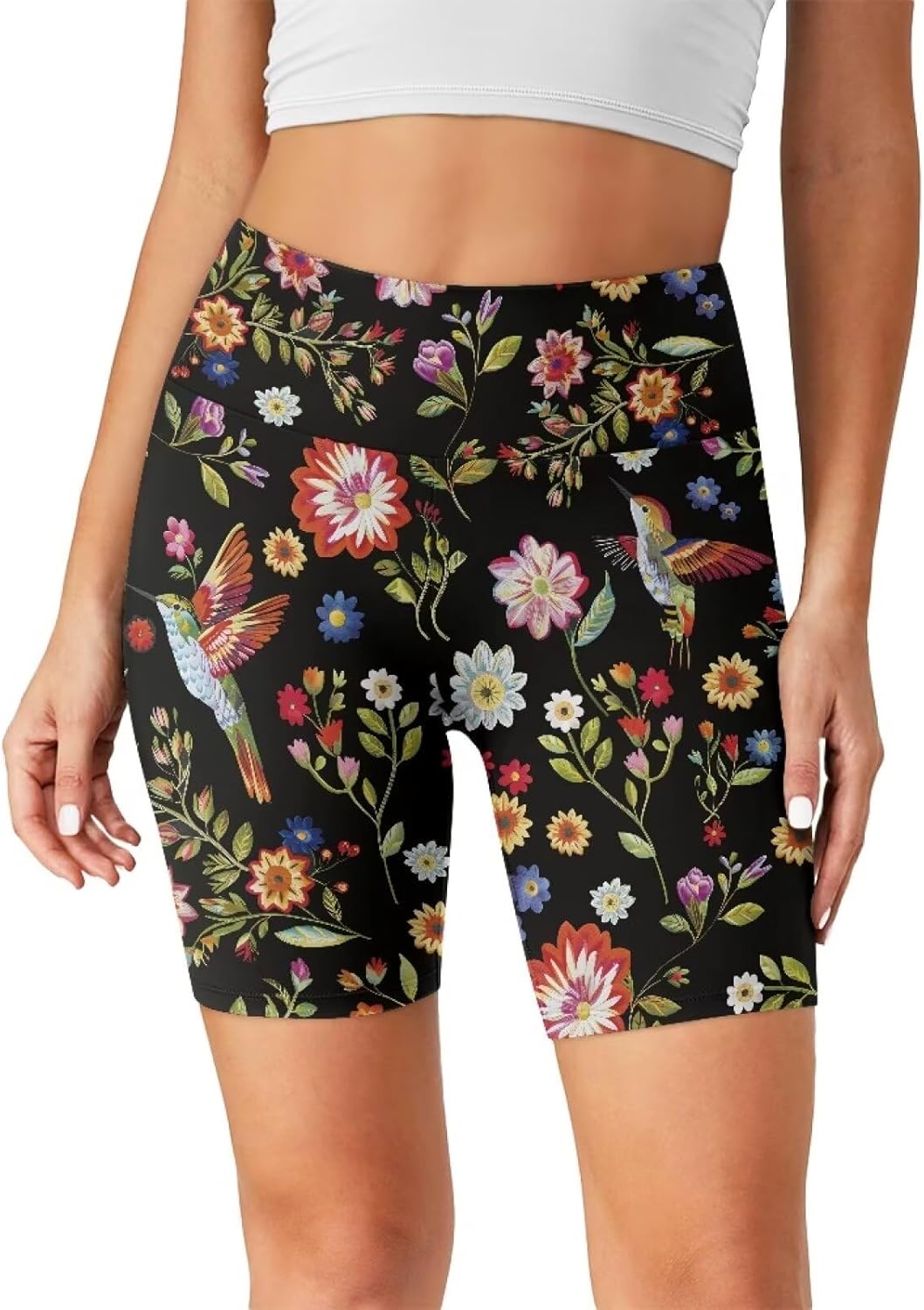 Women's Tummy Control Yoga Shorts Stretch High Waist Athletic Workout Running Biker Shorts Plus Size XS-3XL