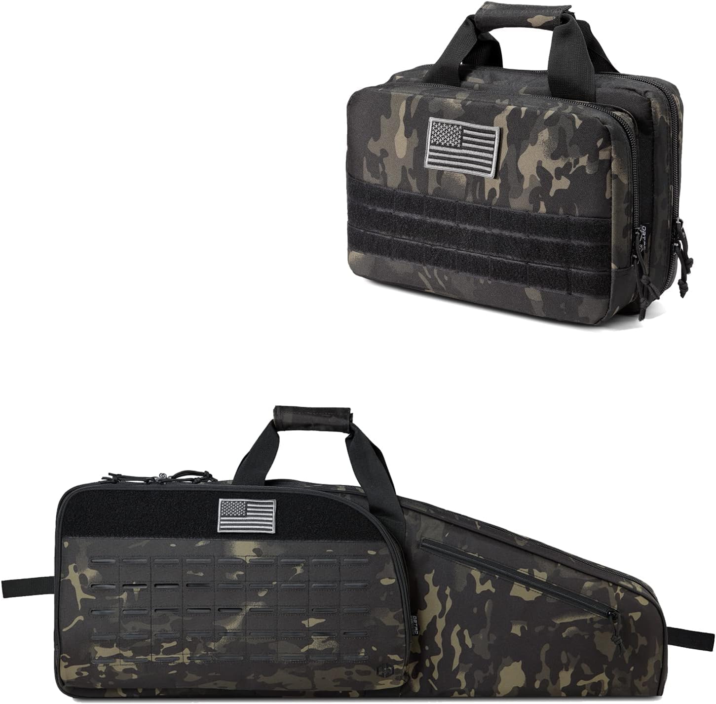 DBTAC Single Rifle Bag 35" (Black Camo) + Range Bag XS for 1~2 Pistol (Black Camo), Lockable Zipper, Durable Material, Compact Design