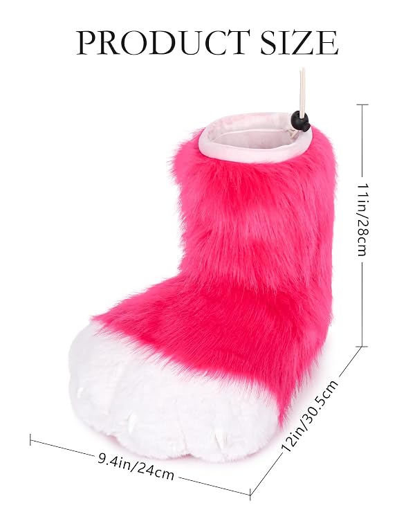 ZFKJERS Cosplay Animal Cat Plastic Claws for Fursuit Feet Paw Shoes Furry Paw Slippers Adults Costume Accessories Set (Rose-Red) by ZFKJERS - Image 6