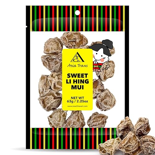 Miniatura 8 de Asia Trans Seeded Red Li Hing Mui Crack - Ciruelas de semillas  Favorito hawaiano  Dulce de ciruela asiática seca dulce, agria y salada  2.5 onzas
