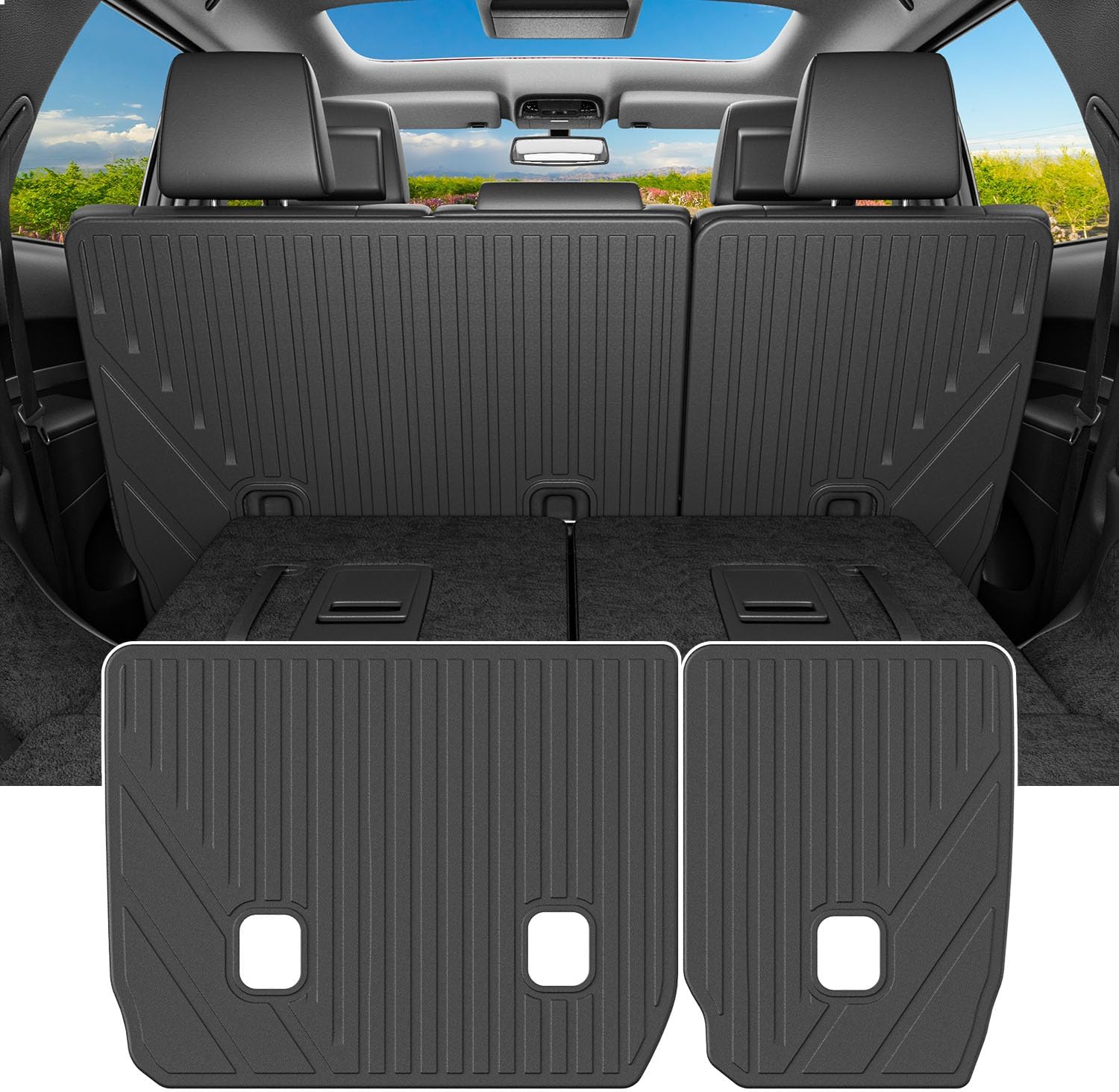 (Only 1 piece)powoq 7 Seats Cargo Mat Compatible with 2016-2025 Dodge Durango Trunk Mat TPE 2nd Back Seat Protector Cargo Liner Trunk Liner Replacement for 2016-2025 Dodge Durango Accessories 7 Seats 2nd Row Backrest Mat