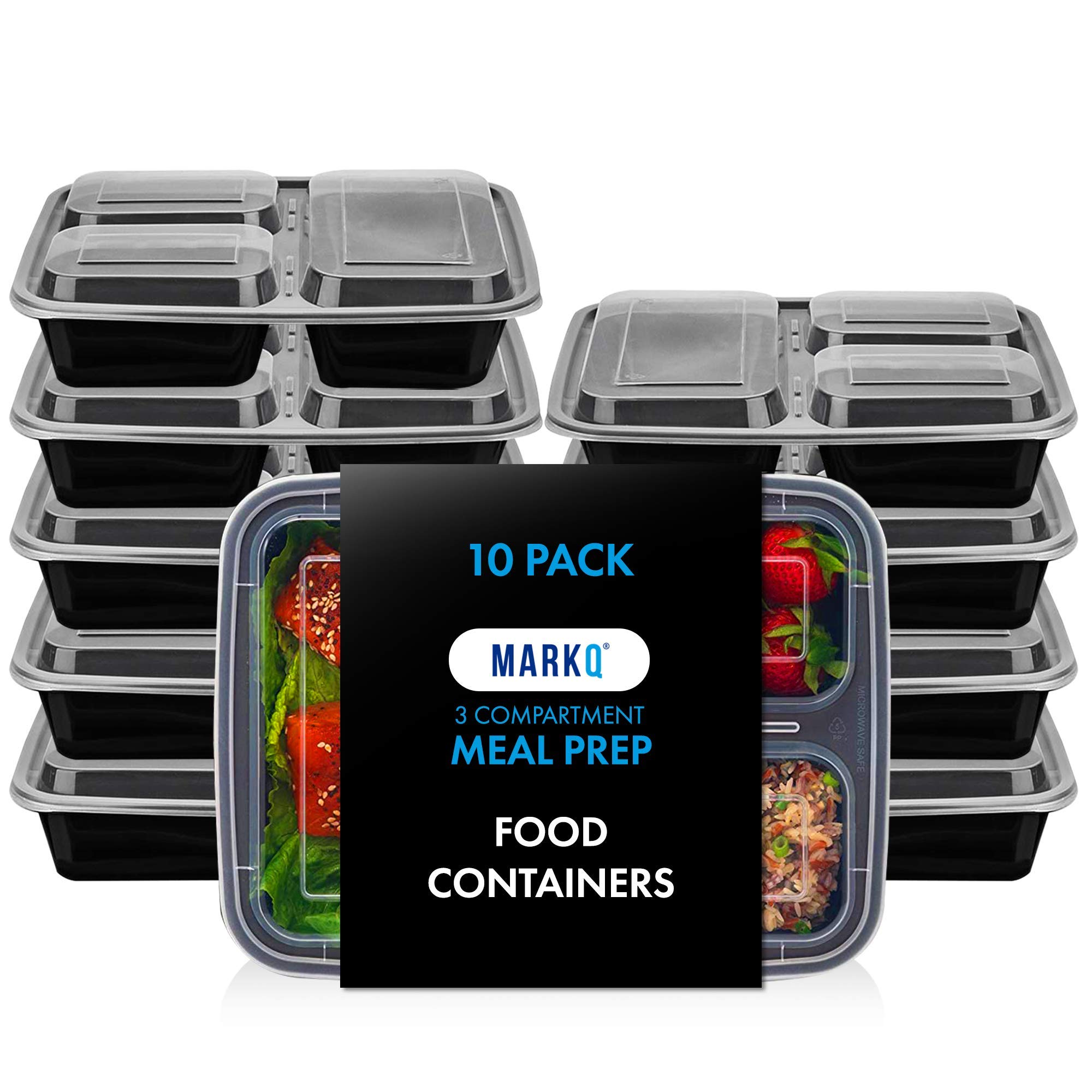 Buy [10 Pack] 32 oz Meal Prep Containers with Lids, 3 Compartment