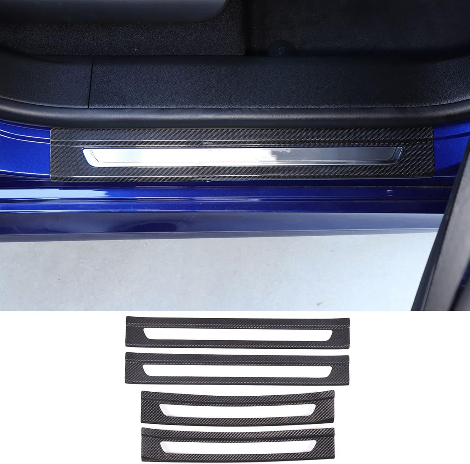 TOYCIDFG Car Door Threshold Protection Sticker Protectors Carbon Fiber Cover Trim Decorative Door Entry Guard Compatible with Maserati Grecale 2022+ (Outer Threshold, Carbon Fiber)