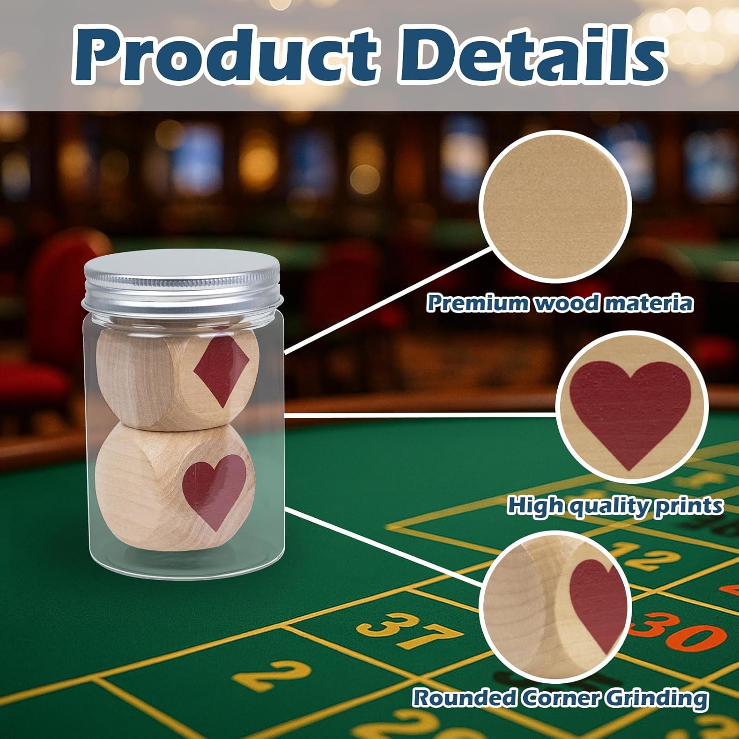 Extguds Double Trump Marker Dice Big Size 1.57''(4cm) Euchre Indicator,Great Gift for Bridge Cards,Great Tools for Euchre Pinochele Playing Cards,Wooden Luck Cube