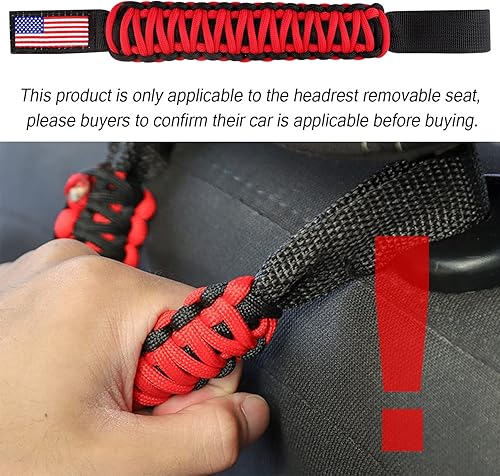 Miniatura 7 de Aokdom 2 asas de agarre para reposacabezas anticolisión de seguridad con bandera de EE. UU., asas universales de paracaídas para asiento trasero