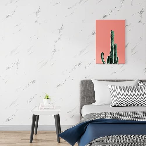 Miniatura 4 de Stickyart  Azulejos de piso de mármol de Carrara, vinilo adhesivo, azulejos de piso de despegar y pegar, impermeables, 12"x24", azulejos de mármol