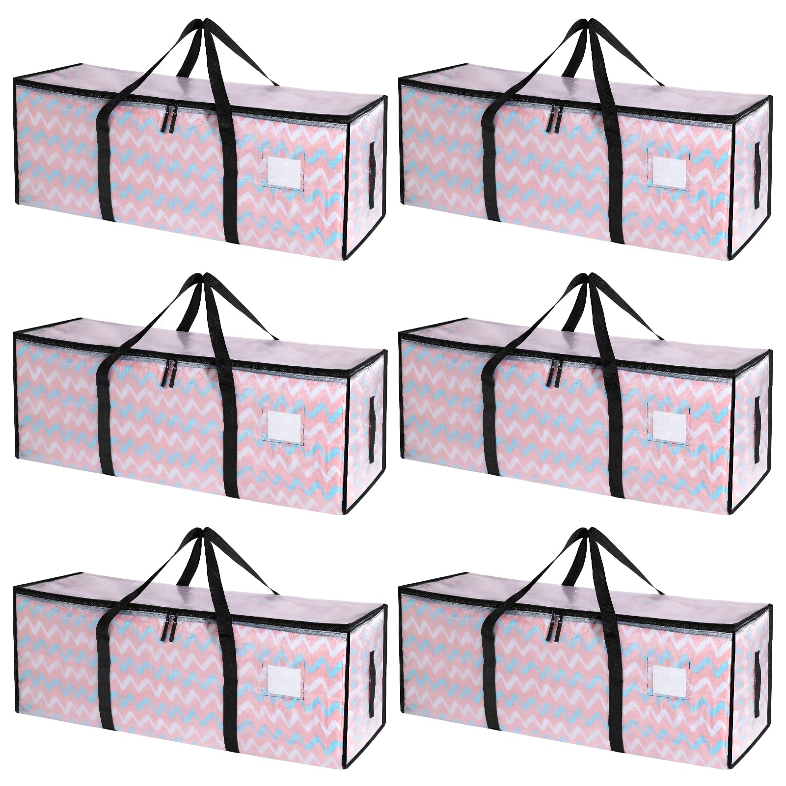 JOJOSEE 6 Stück 120L Aufbewahrungstasche, Große Transparente Umzugstaschen mit Reißverschluss Griff Faltbare Kleideraufbewahrung Umzugskartons Umzug Camping Bettwäsche Aufbewahrung Wiederverwendbar