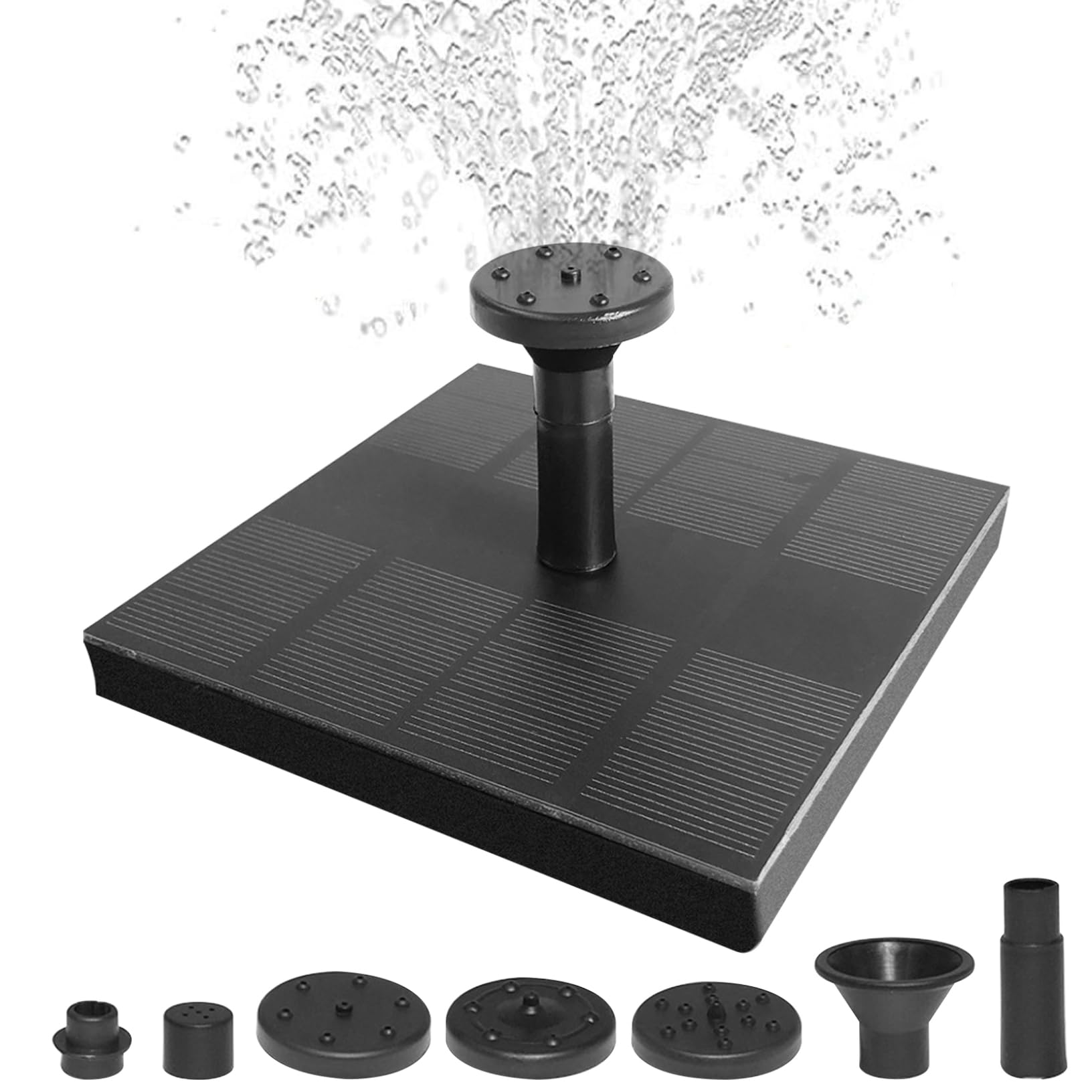 Solar Bird Bath Fountains, Solar Bird Bath Fountain Pump, 4.3'' Fountain 1.4W Water Pump with 6 Nozzle, Floating for, Garden, Water