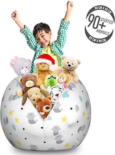 Miniatura 3 de Lunarable Bolsa de almacenamiento de juguetes de sirena para gato, patrón temático de gatito con cola de pez y estrellas y nubes, organizador de