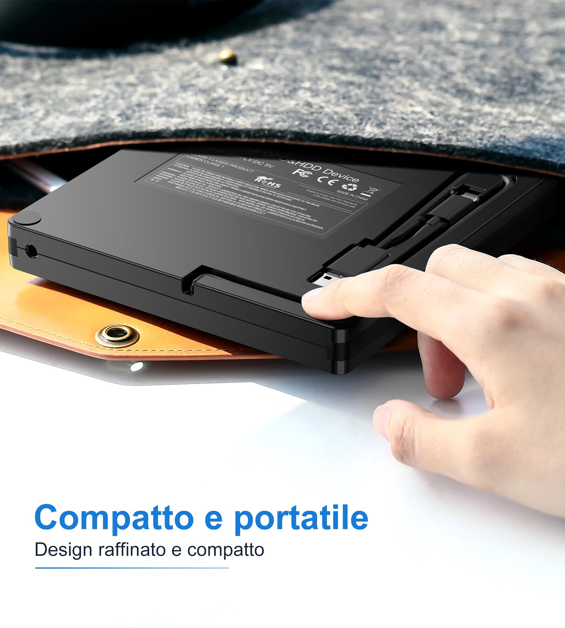 Umaniy Lettore DVD CD Esterno per PC Portatile, Masterizzatore CD/DVD +/-RW Drive CD ROM Unità DVD Esterne per Windows/XP/Vista/Linux/MacOS/Linux/Laptop/Desktop