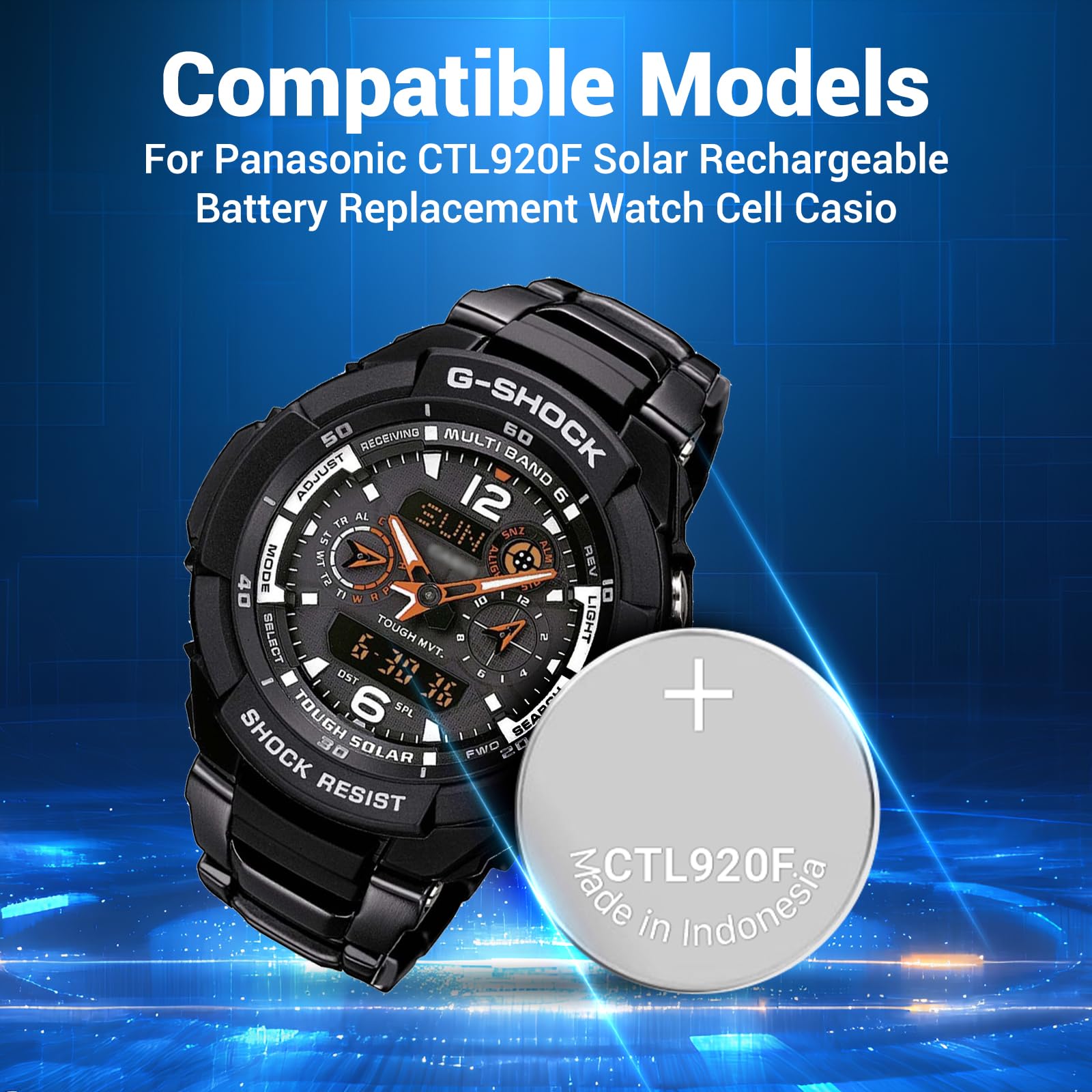 PFHL CTL920F Battery, Compatible with Panasonic CTL920F Solar Rechargeable Battery Replacement Watch Cell Casio