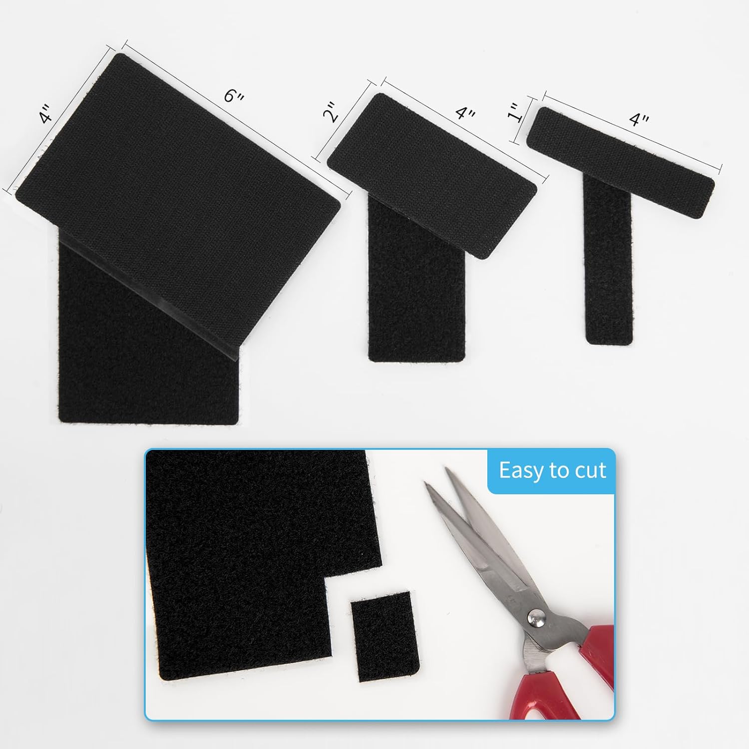 Art3d 48 Sets Hook and Loop Tape Sticky Back, 4"x6" Double-Sided Command Adhesive Strip Heavy Duty