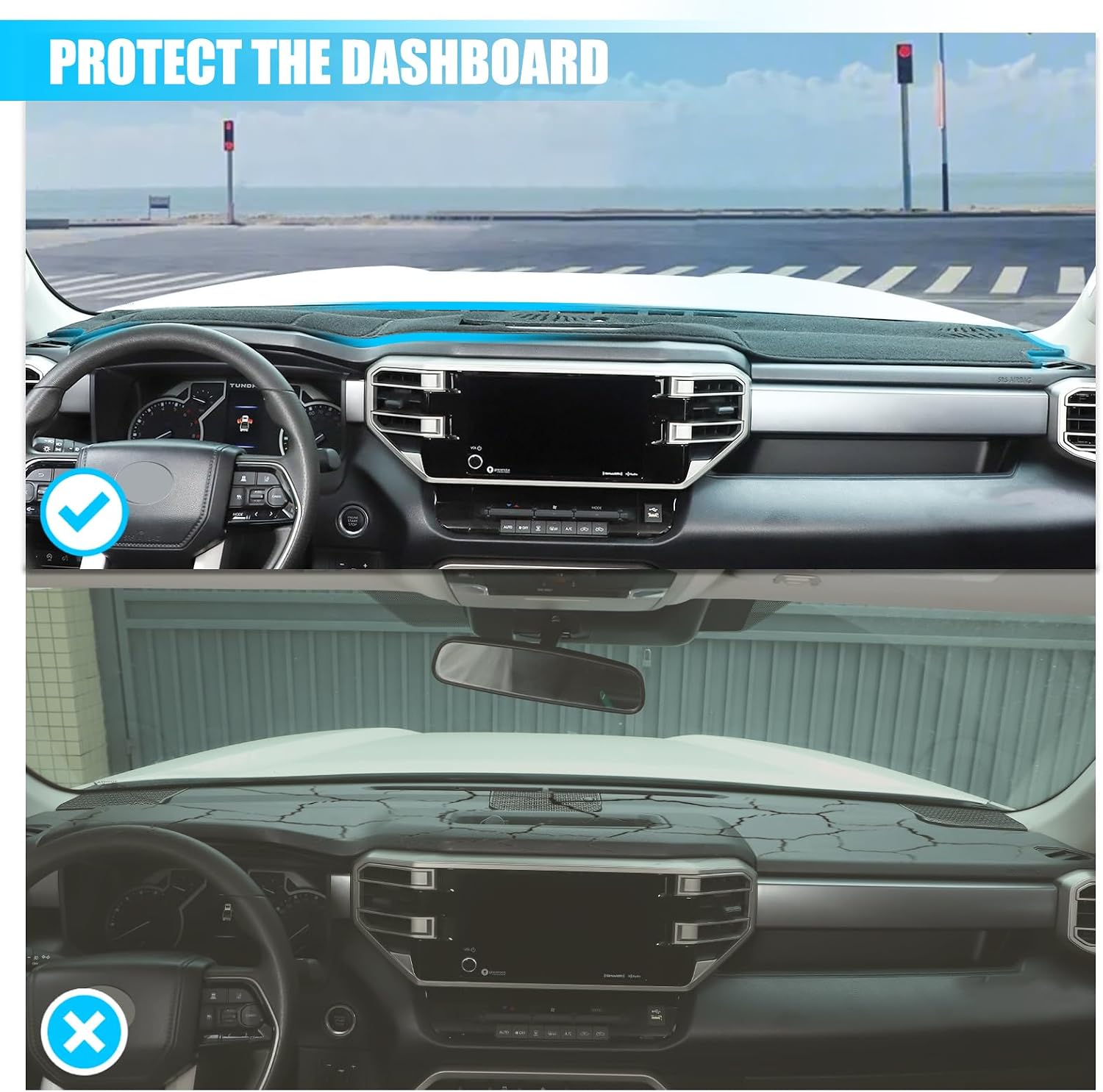 Car Dashmat Dash Mat Compatible with Toyota Tundra 2022 2023 2024 2025 Polyester Car Dashboard Cover Sun Shade Pad Anti-Slip Dash Board Accessories (Black)