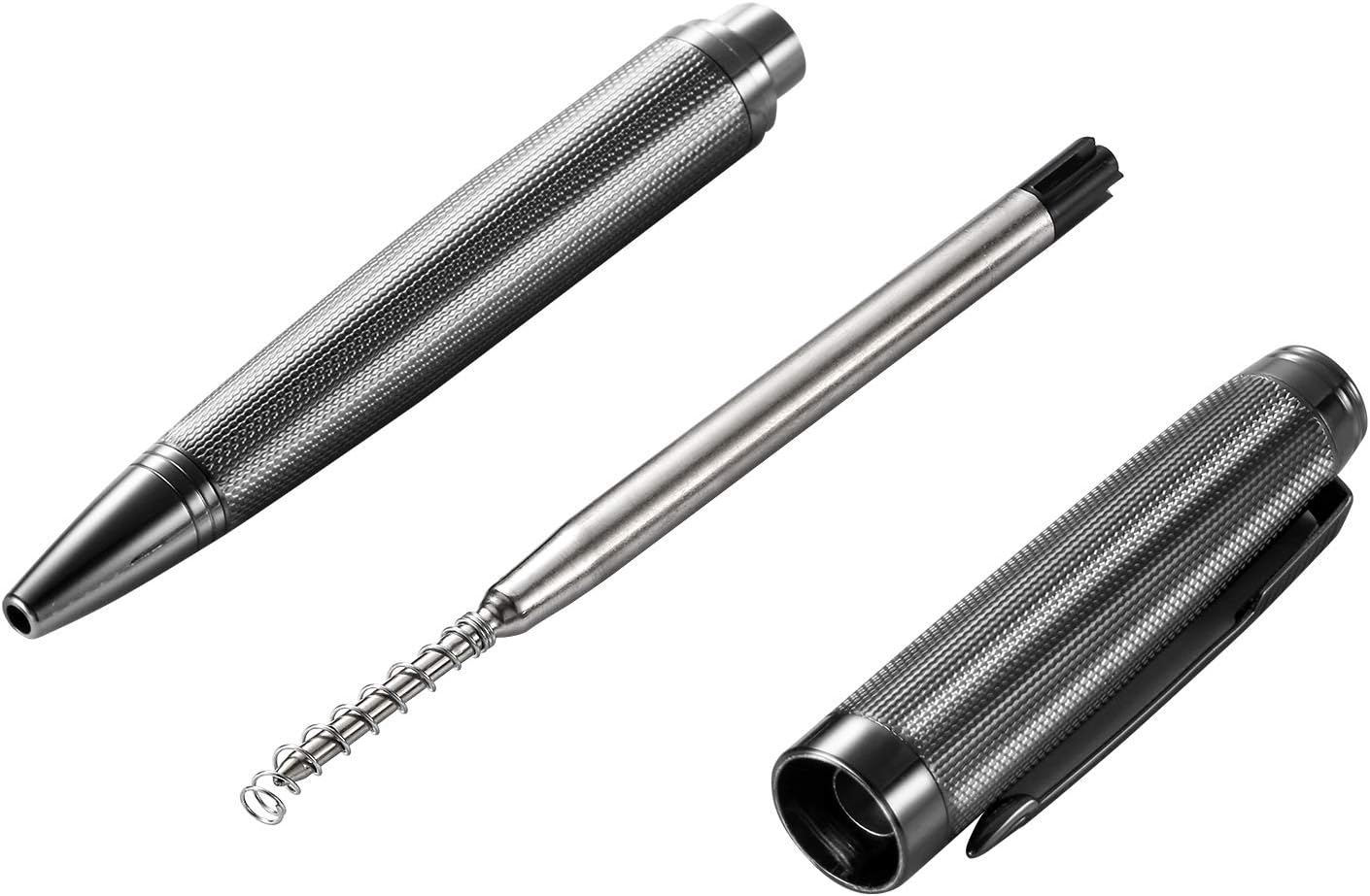 Ballpoint Pen with Gift Box for Men Women,Luxury Stainless Steel Retractable Pen Executive Home Office Use, and 2 Extra Refills Black Ink 1.0mm B2 (full gray) - Image 3