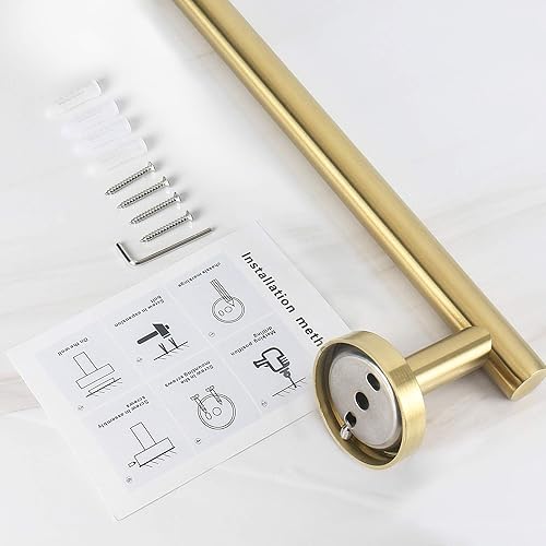 Miniatura 8 de NearMoon - Barra para toallas de baño, soporte de toalla de ducha de acero inoxidable grueso montado en la pared para baño, longitud total de 33