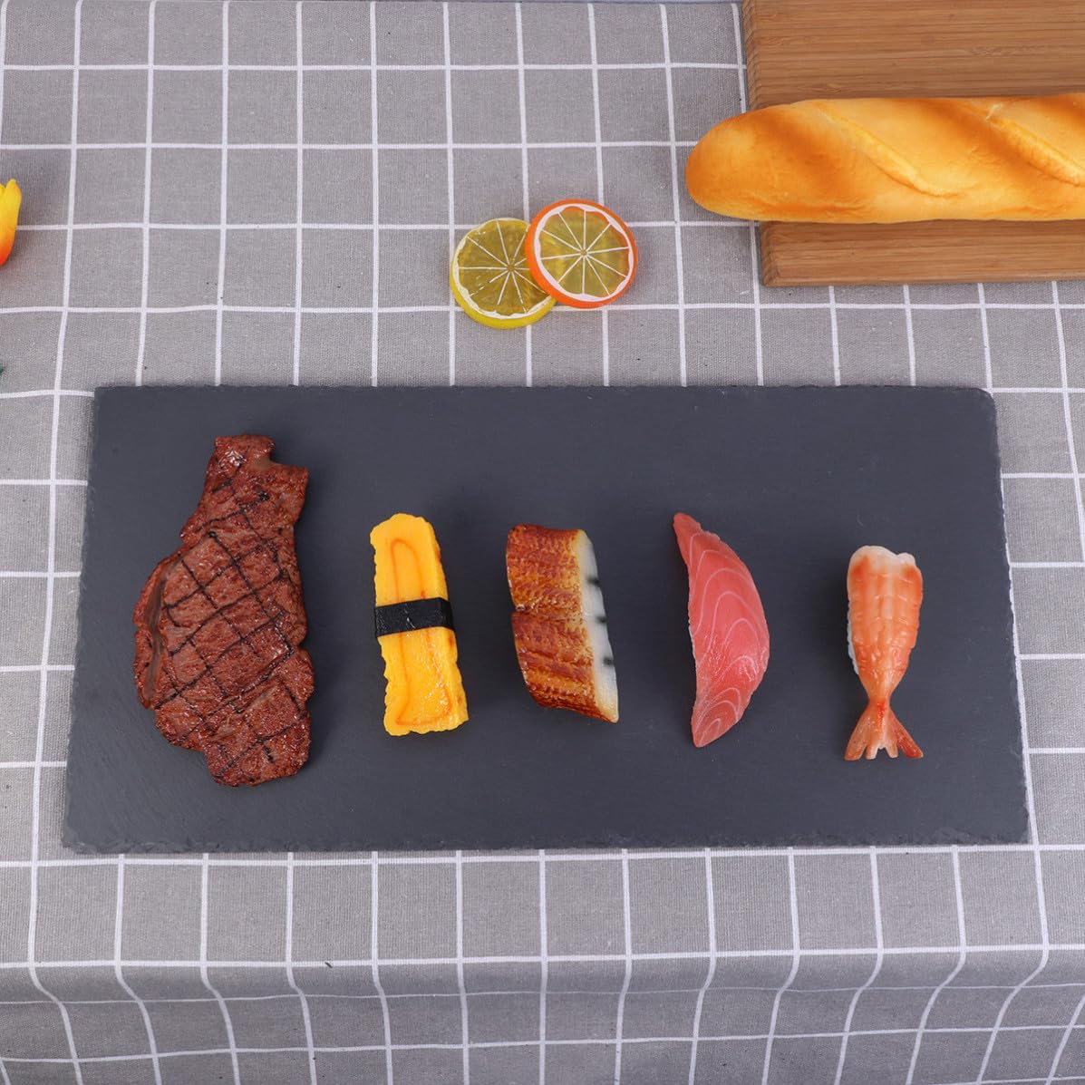 Homoyoyo Plato Rectangular Natural de Piedra, 40x20cm, para Comida