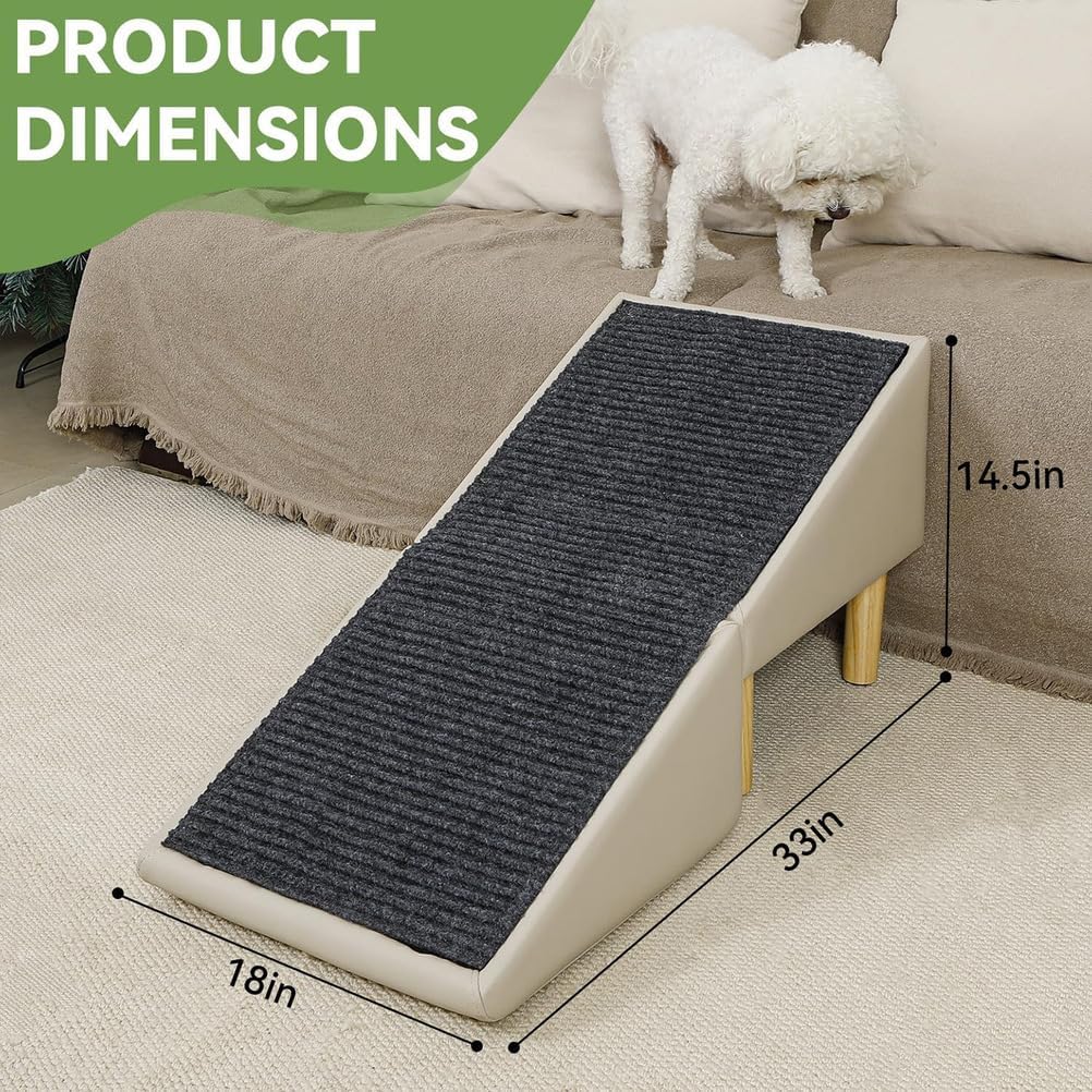 Dog Ramp for Couch and Bed, 17" H Stairs for Small to Medium Dogs and Cats Foldable Steps for Pets to Get on High Bed, Non-Slip Sturdy Ottoman Ramp with Storage Drawer