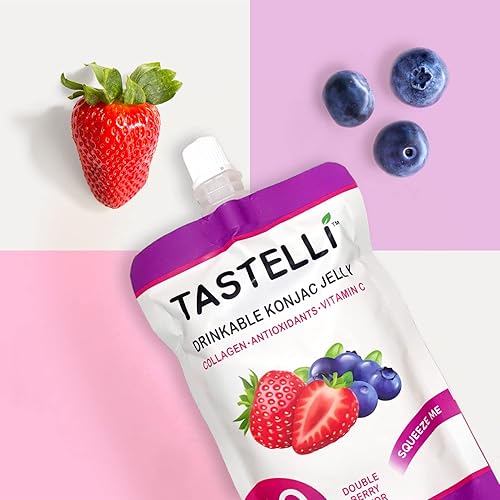 Tastelli KONJAC Jalea: 10 calorías, cero azúcar, colágeno mejorado + antioxidantes de vitamina C, perfecta para controlar el peso y satisfacer los