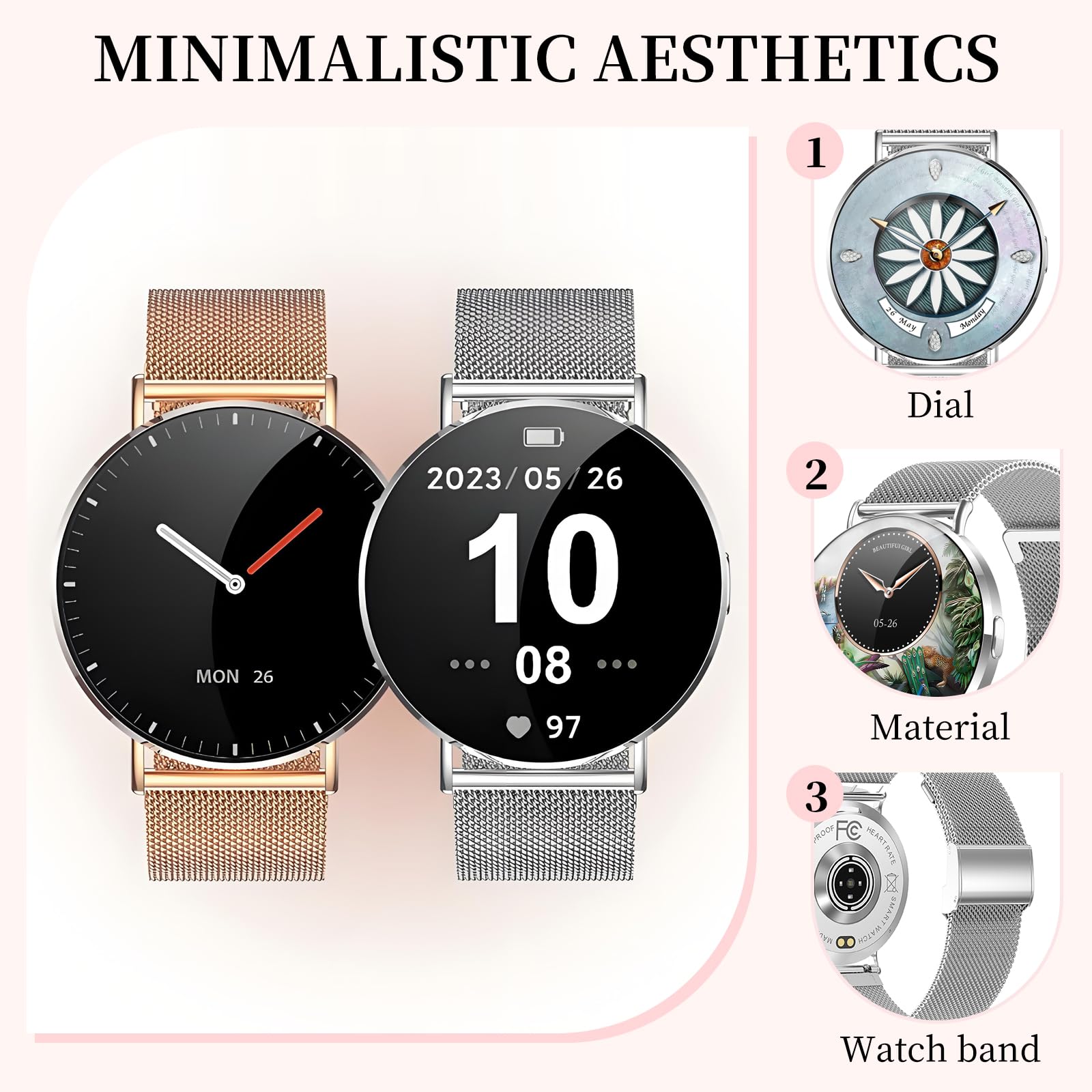 Welfit Smartwatch unisex (per rispondere/effettuare chiamate), 1,75 pollici, Full Touch, Smartwatch in 19 lingue, compatibile con sistemi Android 8.0 e iOS 4.0 e superiori, KM88 (argento)