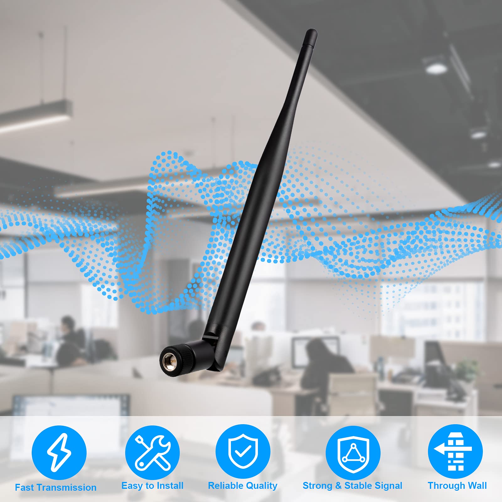 Antenna WiFi 6dBi SMA maschio a doppia banda 2,4 GHz 5,8 GHz MIMO antenna per router WiFi, PC desktop, adattatore USB, schede PCI-E, FPV, ripetitore di portata wireless