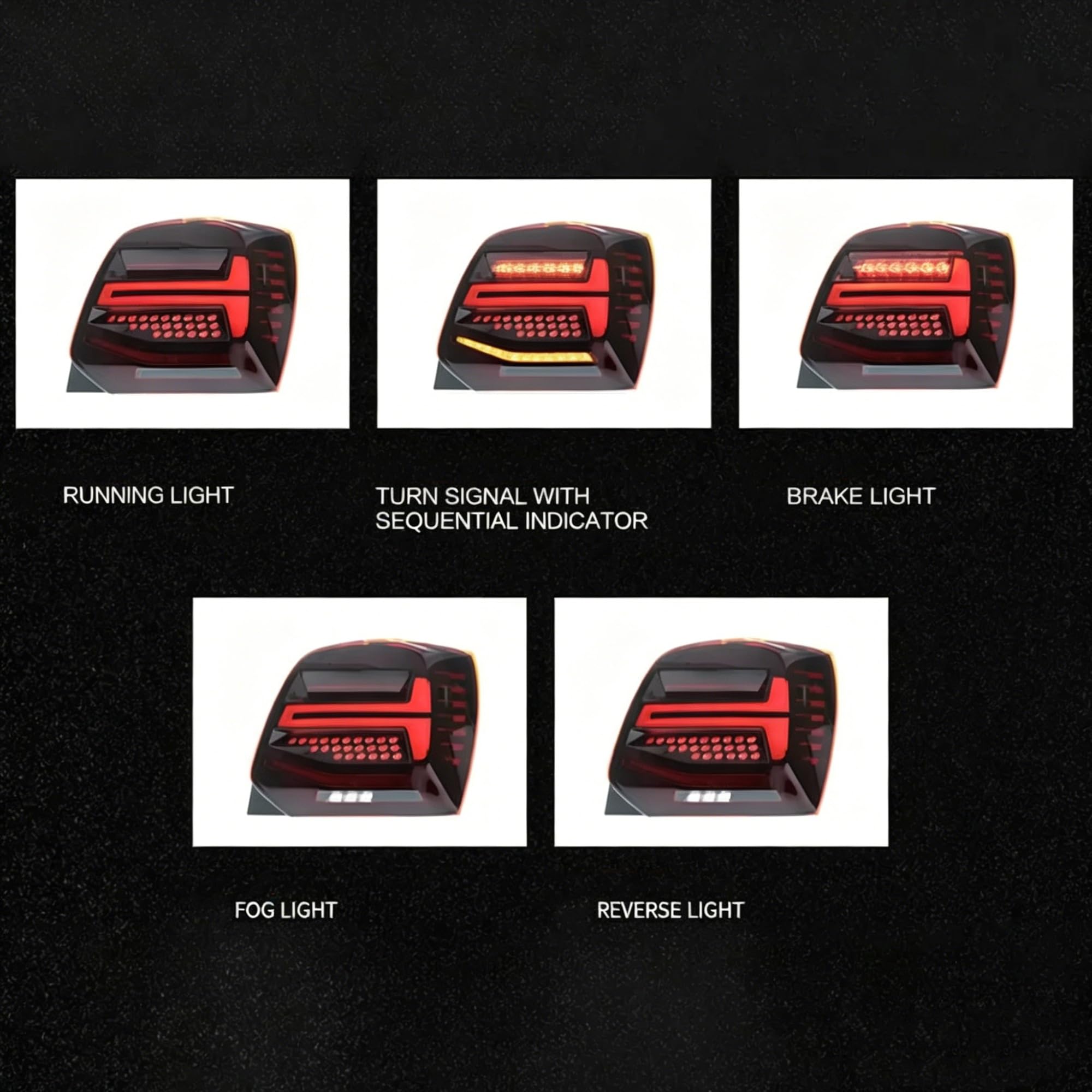 Ulepszone Zestawy Lamp Tyłowych Samochodu Lampki Migające Lampki Jazdy Dla VW Dla Polo 2010 2011 2012 2013 2014 2015 2016 2017(Red A pair)