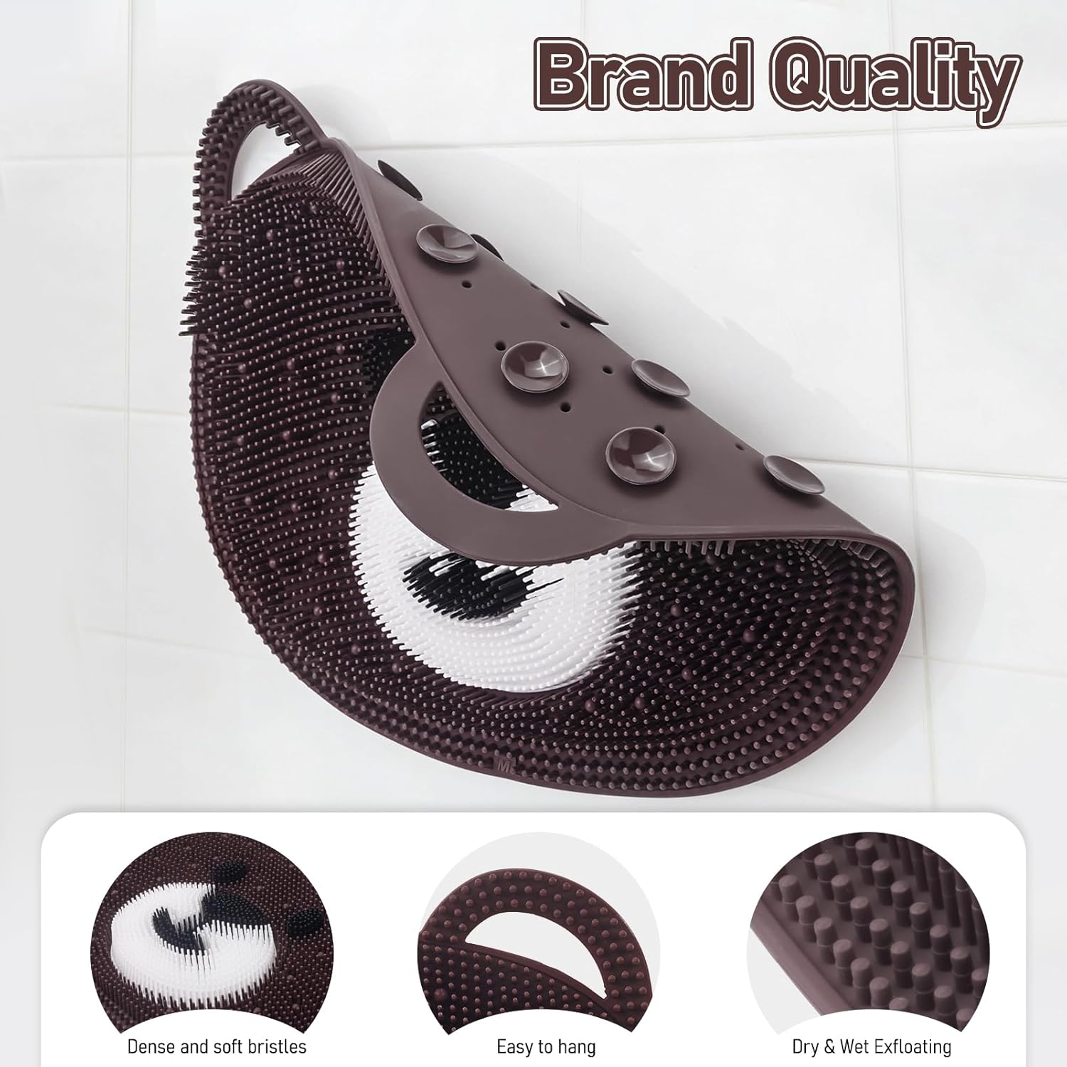 Foot Scrubber Mat in Shower 2 Pack Large - Silicone Foot Bath Exfloating Feet Deep Clean Brush Massager Acupressure Pad Improve Circulation & Feet Relief for Men Women Children Teenager Br&Pk