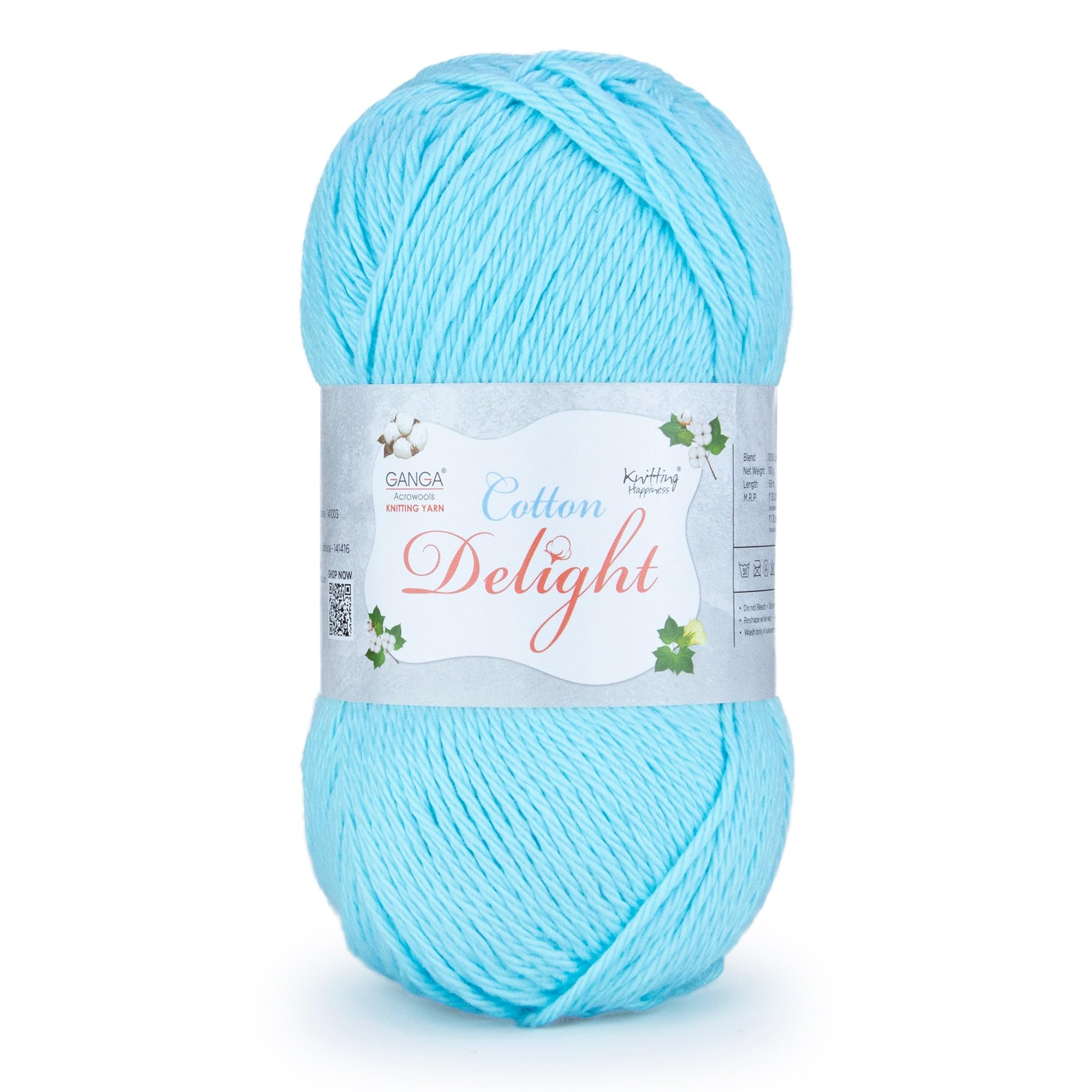 Ganga Acrowools Cotton Delight Yarn - Apple Green -16