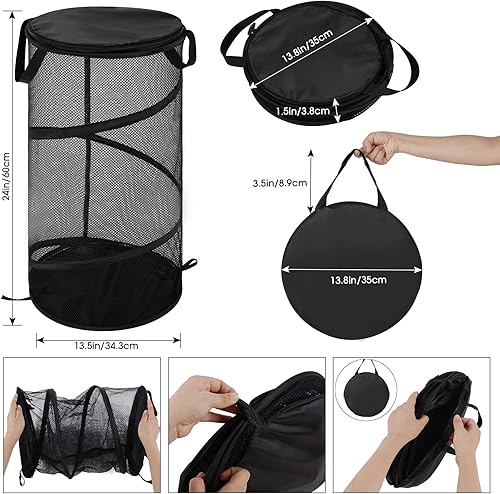 Miniatura 2 de BATTOO Cesta plegable grande para la ropa sucia con tapa, cesta plegable de malla desplegable con asas para lavandería, baño, habitación de los