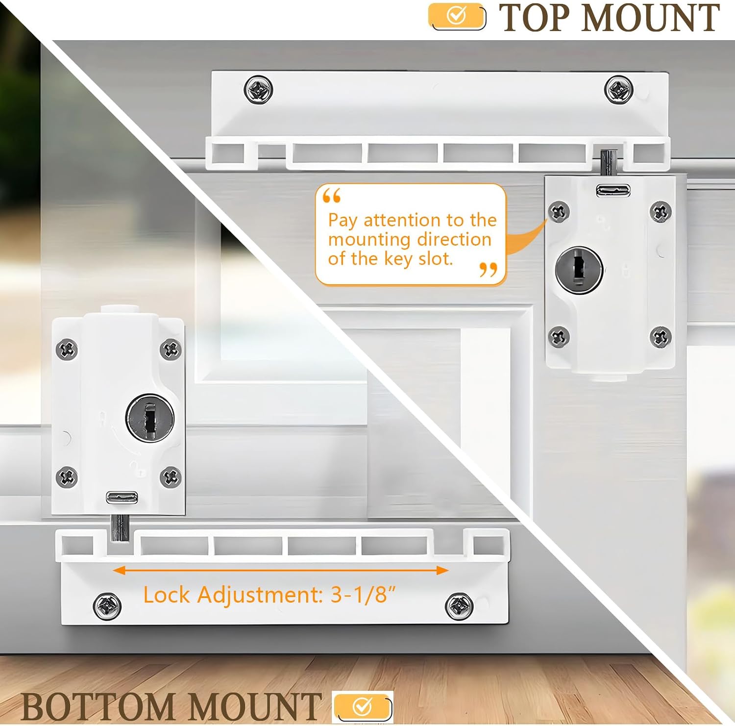 Patio Sliding Door Security Foot Lock Kick Lock with keyed, ABS,Fits on Top Rail-Childproof Patio Door Guardian-or Bottom Rail-Foot Operated-Keep Your Family Safe and Secure(2 Pack)