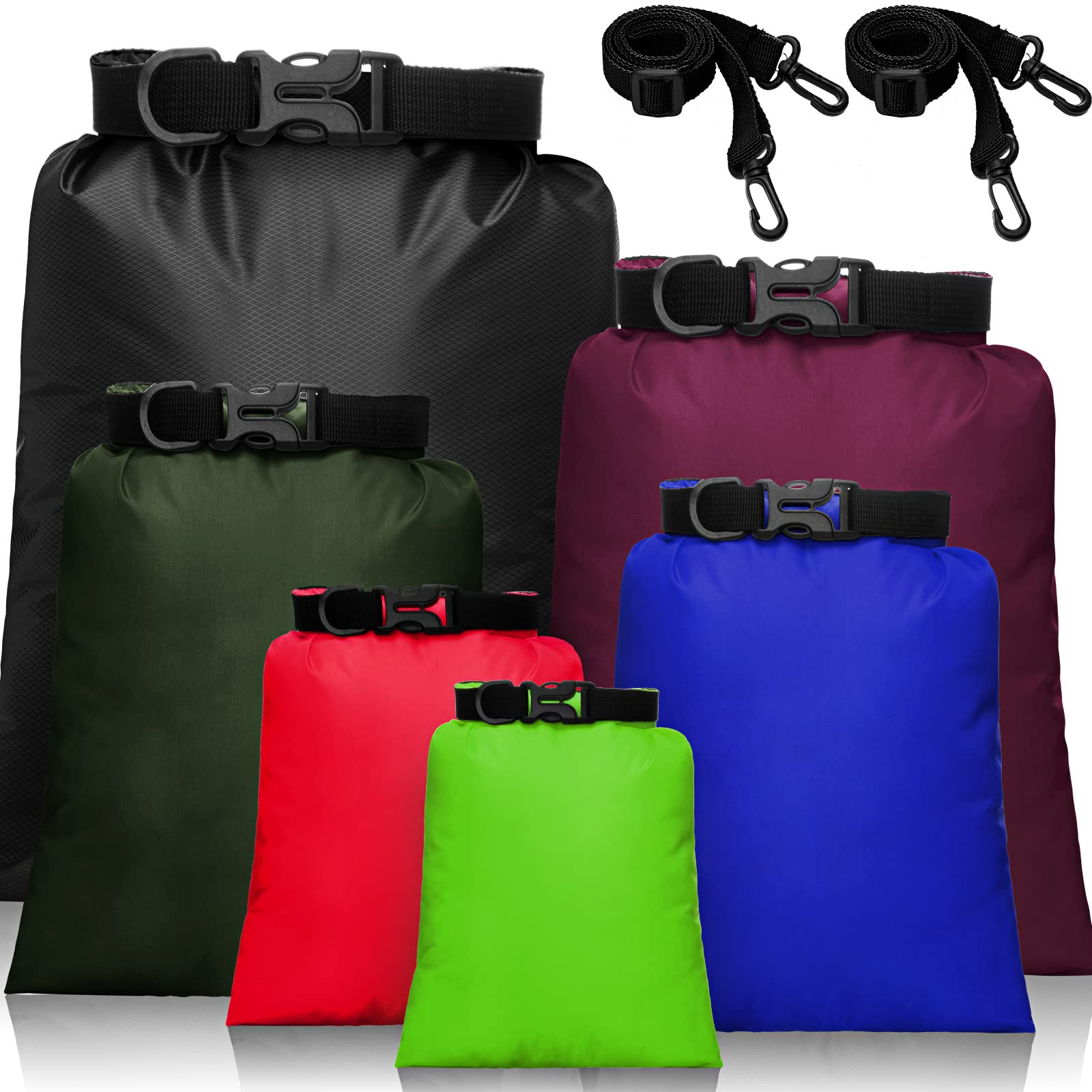 Shappy Waterproof Dry Bag Set Lightweight Sacks and Long Adjustable Shoulder Strap Outdoor Water Proof Keep Dry Bag Stuff Sacks for Backpacking,