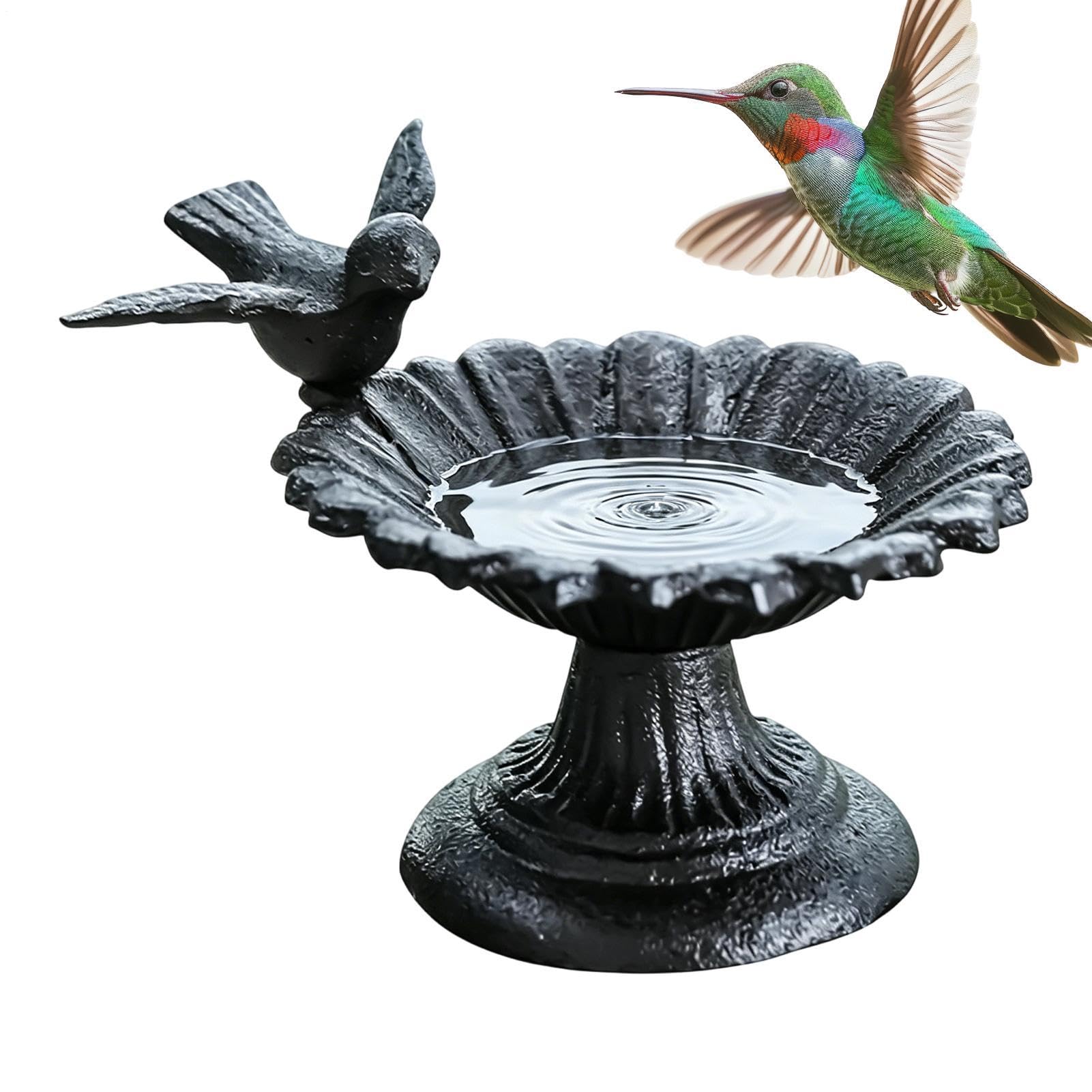 Bain d'oiseaux vintage en métal sculpté pour table et arrière-cour