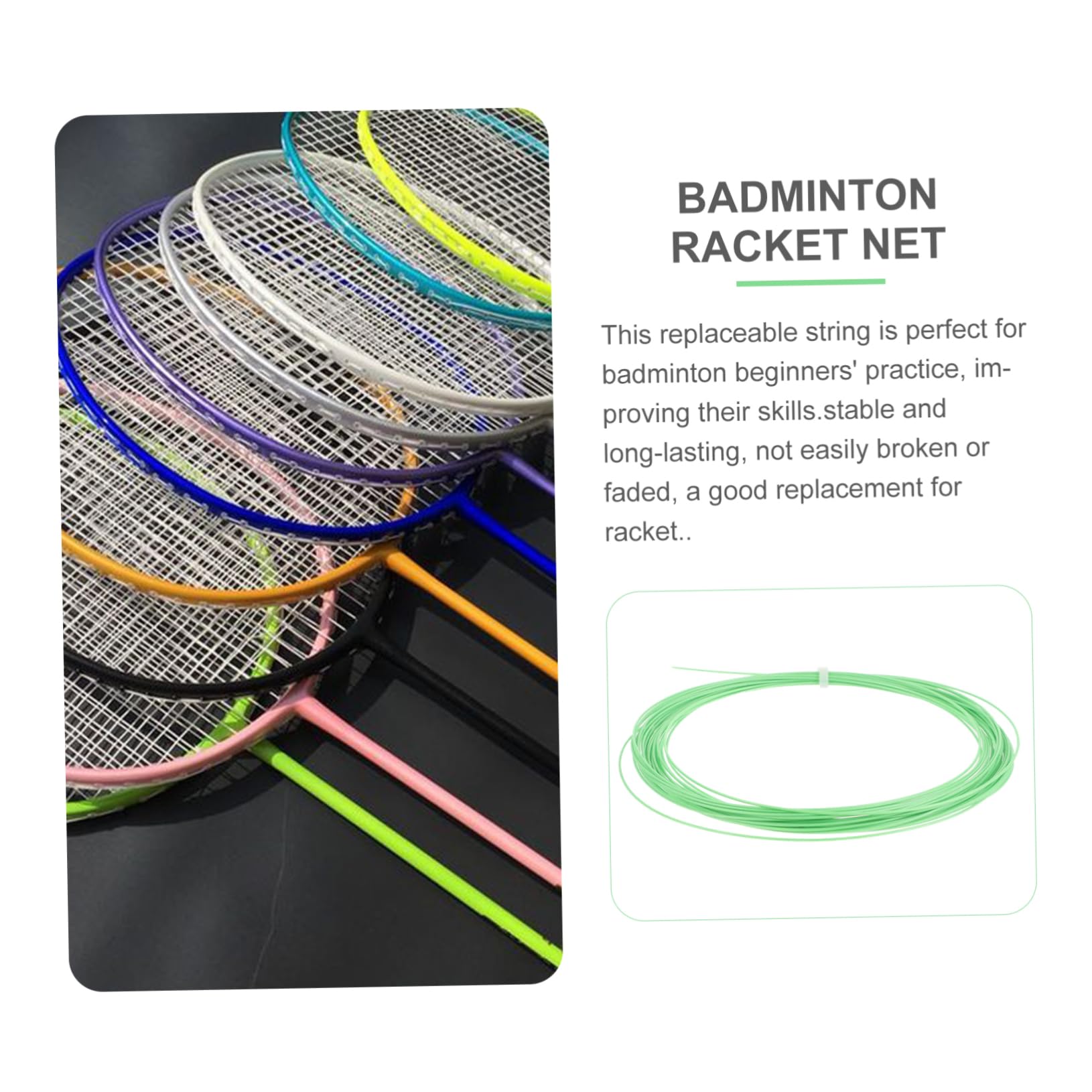 Garneck 1 Roll Badminton String Replacement Nylon Racket Thread for Beginners Durable and Easy to Install for Skill Improvement Training Sessions