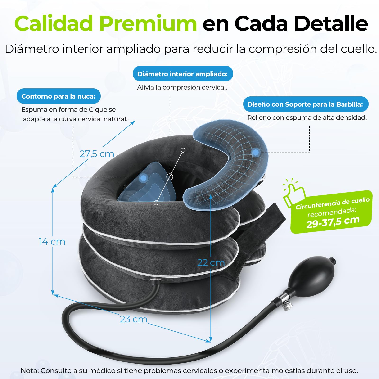AUVON Traccion Cervical Inflable para Estiramiento Cervical con Diseño Innovador de 3 Capas en Tamaños Variables para Descompresión, Collarín para Alivio Inmediato, Soporte del Cuello, Uso en el Hogar