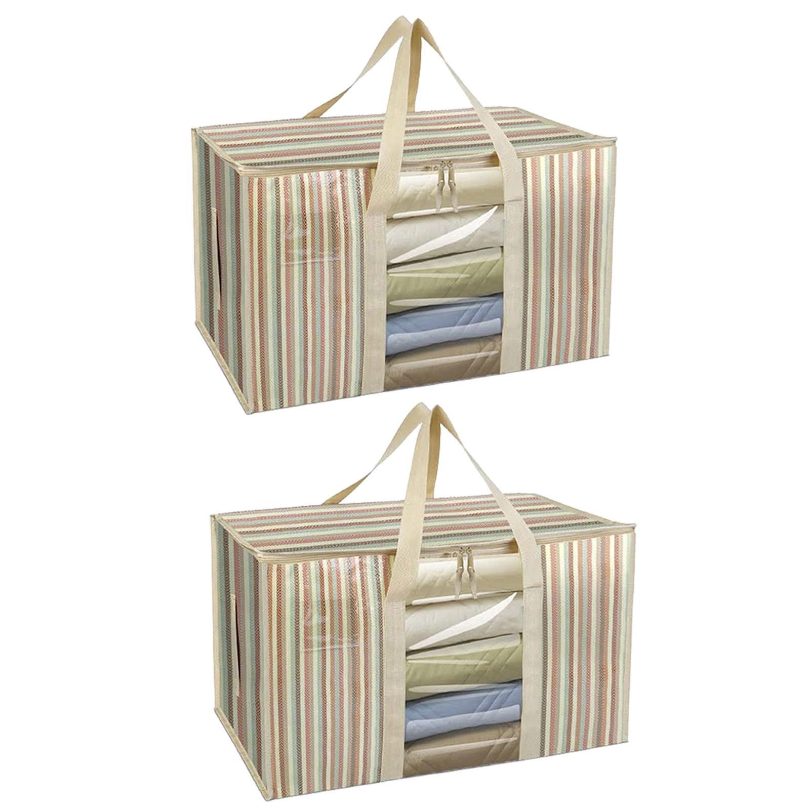 Of 2 Reinforced Woven Moving Bags Multipurpose Storage Sacks for Resistant Fabric Pouches Large Capacity Bags