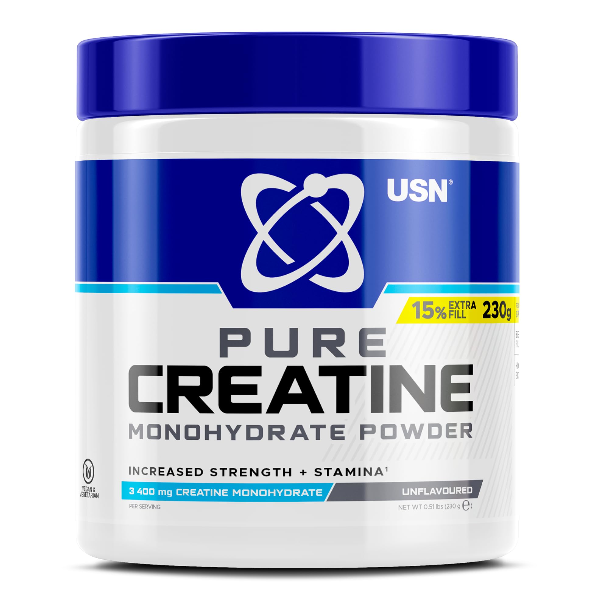 Usn Micronised Creatine Powder 230G (67 Servings): 100% Pure Creatine Monohydrate Powder For Performance And Muscle Recovery, Suitable For Vegans