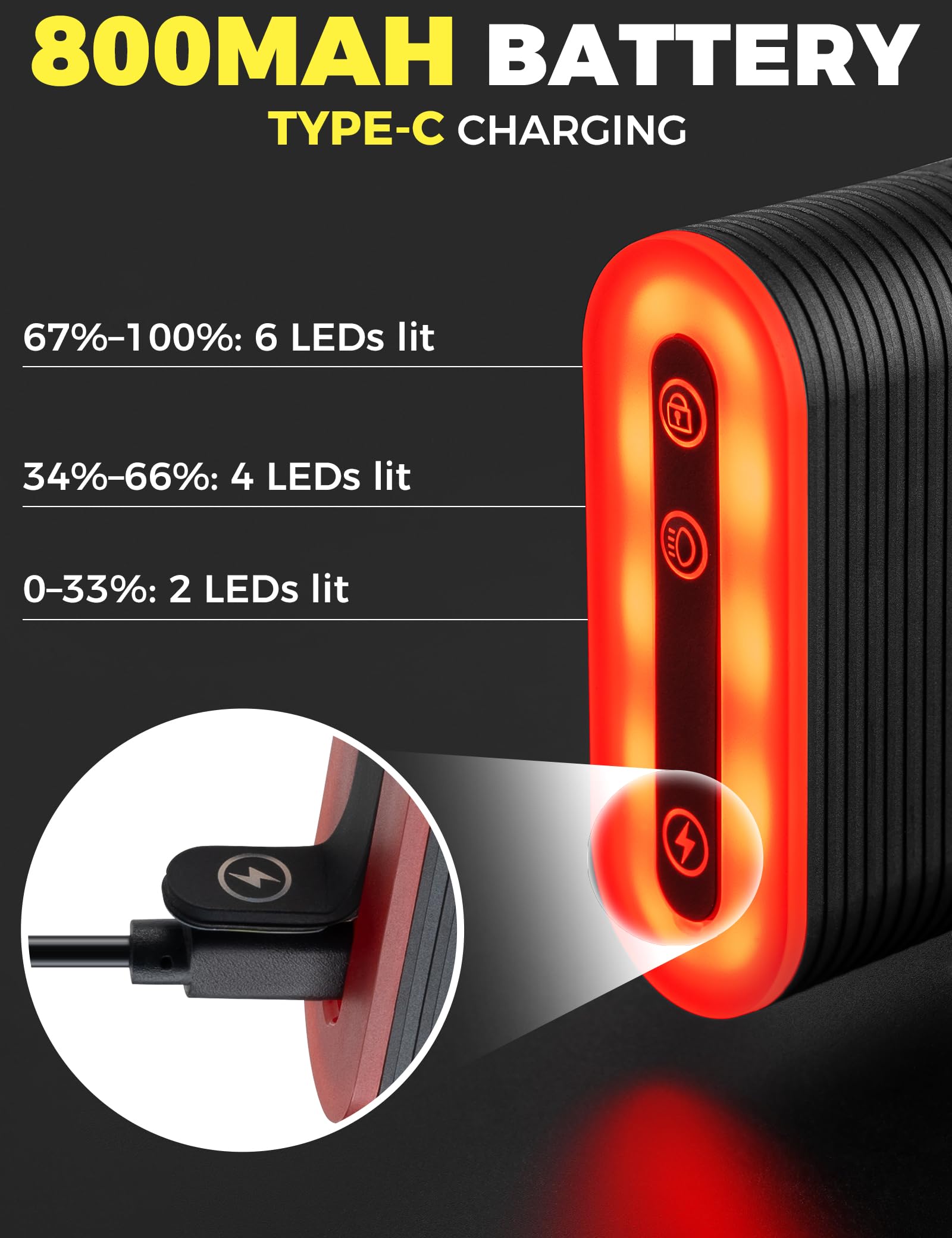 ROCKBROS Luz Trasera Bicicleta y Candado Bluetooth 2 en 1, Luz Inteligente con Encendido/Apagado Automático, 5 Modos y IPX6 Impermeable para MTB, Gravel, Ebike y Carretera
