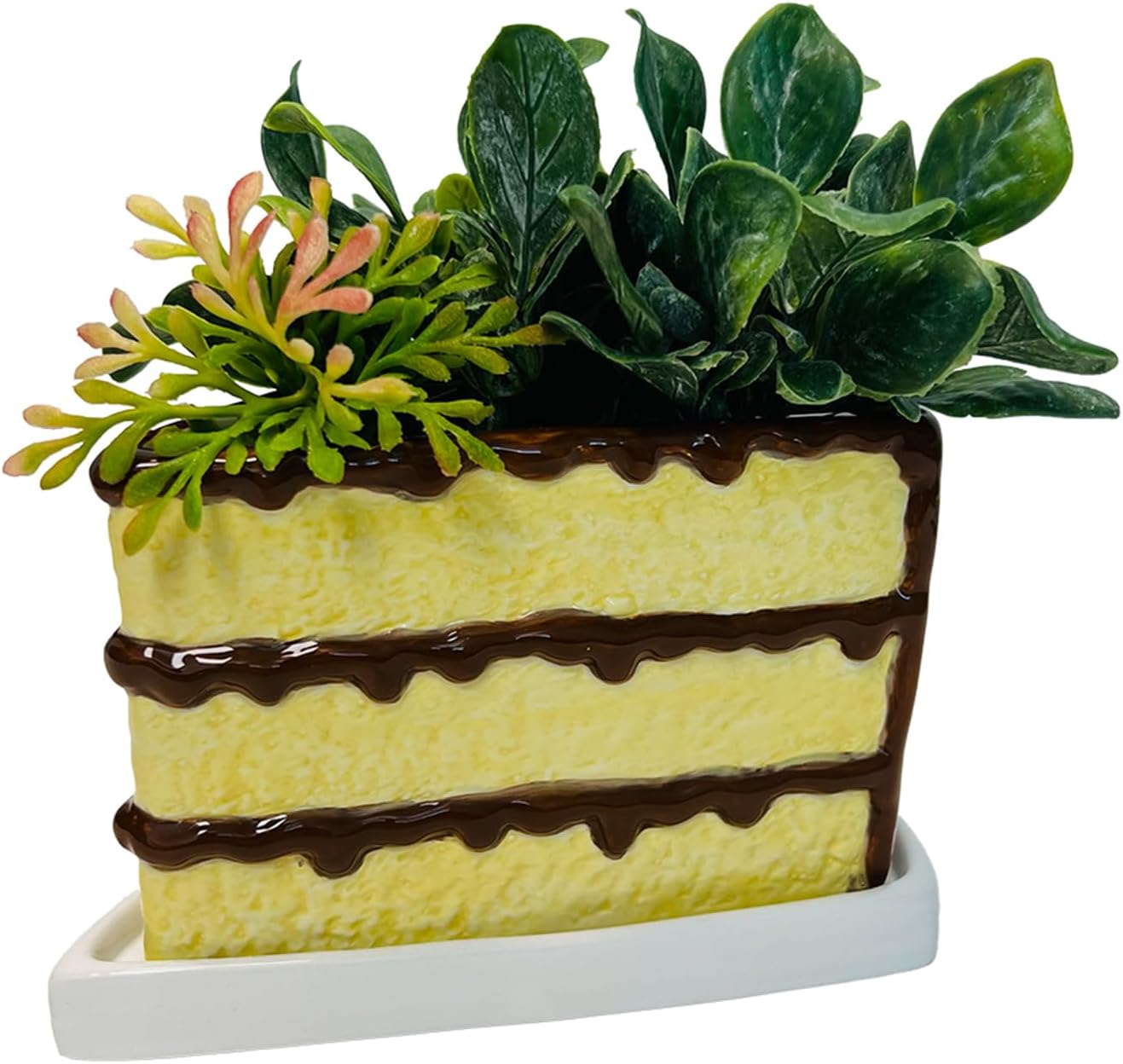 Streamline Imagined Birthday Slice of Cake Planter Set - Chocolate