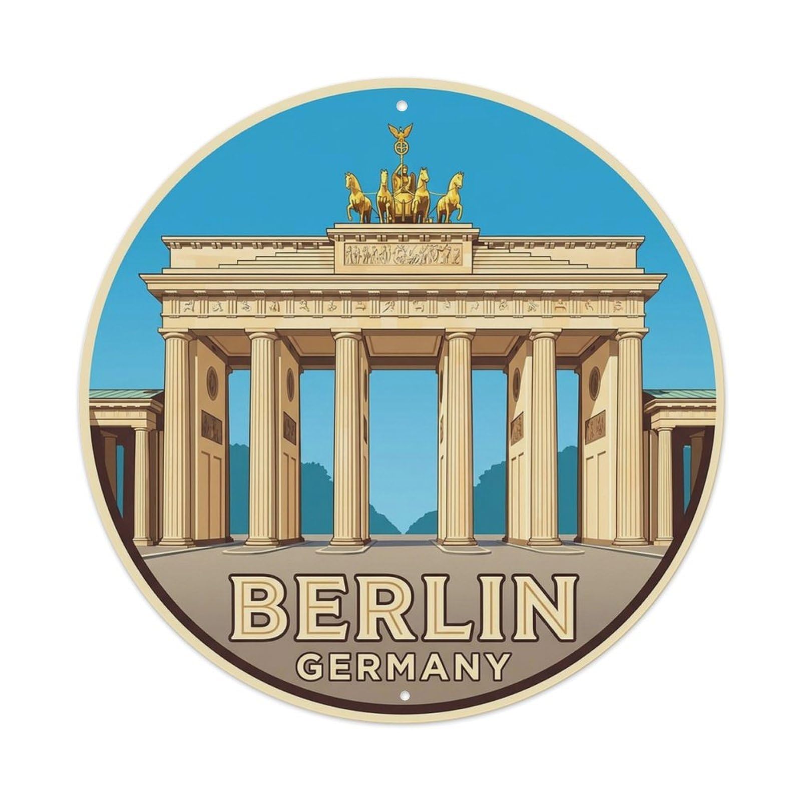 Vintage Travel Germany Berlin Vintage Metal Tin Sign Plaque Wall Decor for Cafe, Club Bar, Office, Garden Metal Poster 8x8Inch