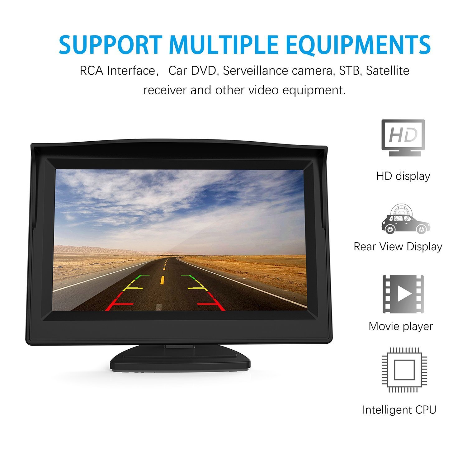 HD 720P Telecamera posteriore con kit monitor LCD da 5,0 pollici, 3a luce di freno, fotocamera di ricambio per Trafic X82 Mk3, Opel Vivaro B, FIAT Talento e Primastar (2014-202O)