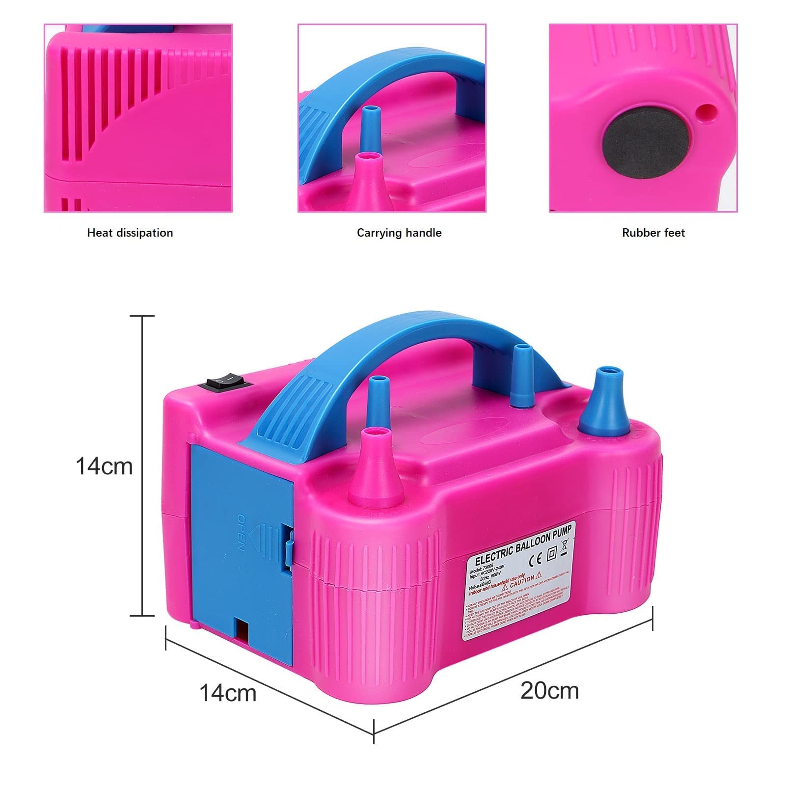 Elektryczna pompa balonowa 220V-240V 600W Przenośna podwójna dysza pompa balonowa elektryczna dmuchawa inflonu balonowego do dekoracji imprezy