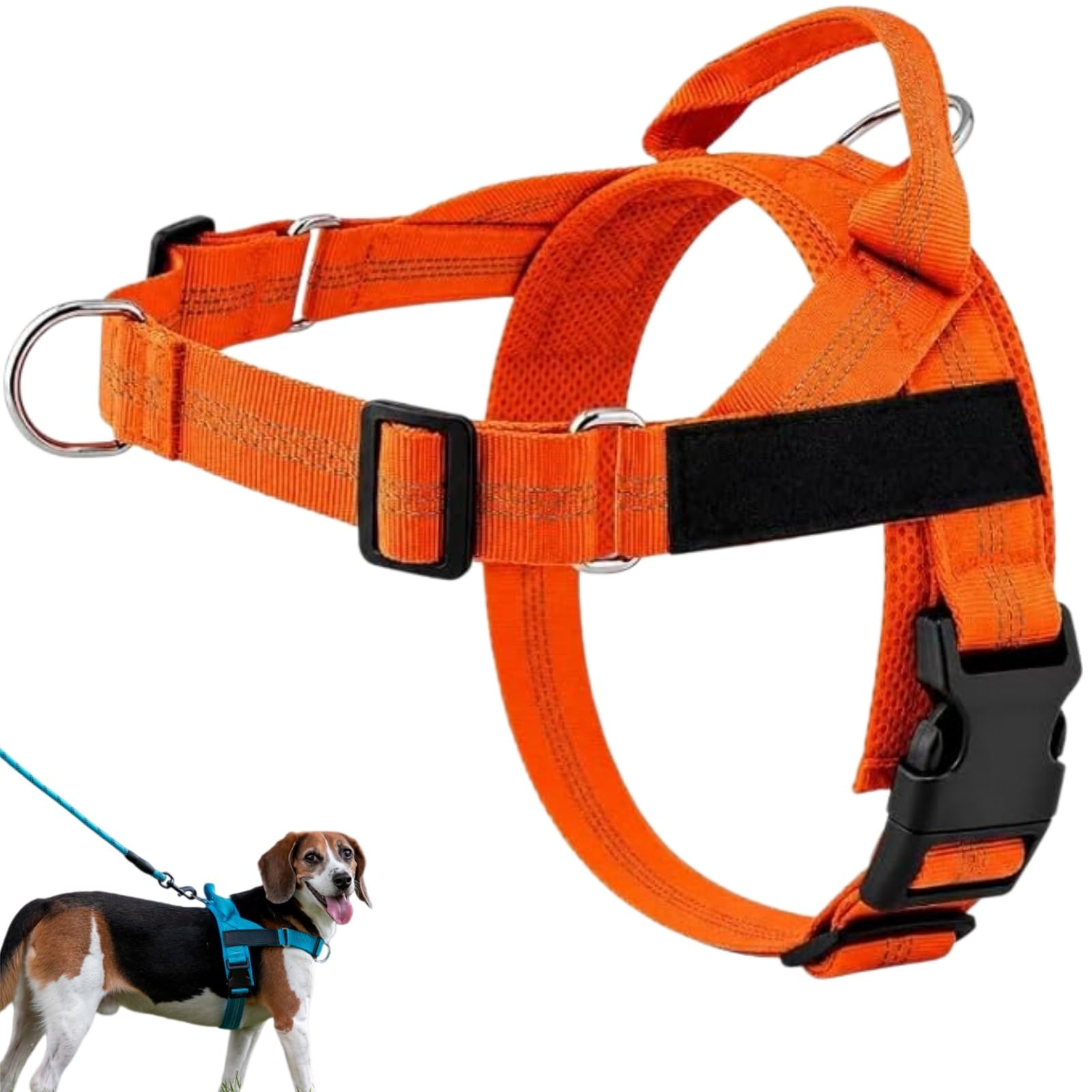 ParoPet No Pull Dog Harness, Adjustable Soft Breathable Mesh Dog Vest Harness with Sturdy Alloy Attachment Ring, Ideal for Dog Walking, Daily Strolls & Outdoor Trips (Orange,XL)