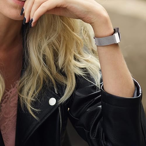 Miniatura 6 de Vancle Correa para Fitbit Charge 4 Band para mujeres y hombres, malla de acero inoxidable transpirable pulsera con cierre magnético ajustable para
