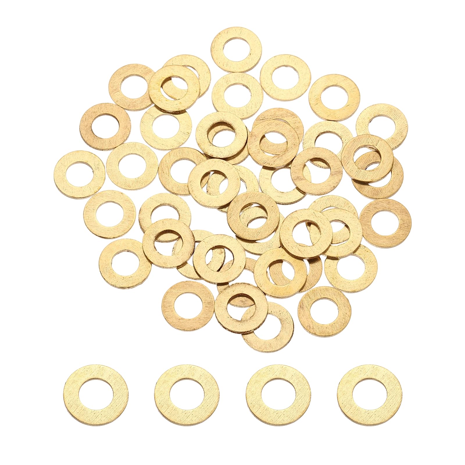 PATIKIL M6 Flat Washers, 56PCS 12mm OD 1.2mm Thick Brass Ring Thin Flat Spacers Metal Sealing Gasket Ring for Screw Bolt Faucets Hose