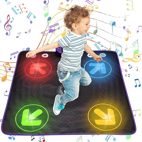 JUYOUNGA Juguetes de alfombra de baile para niñas y niños de 3 a 12 años, tapetes de baile con luz, juguete de baile musical con juego de 5 modos,