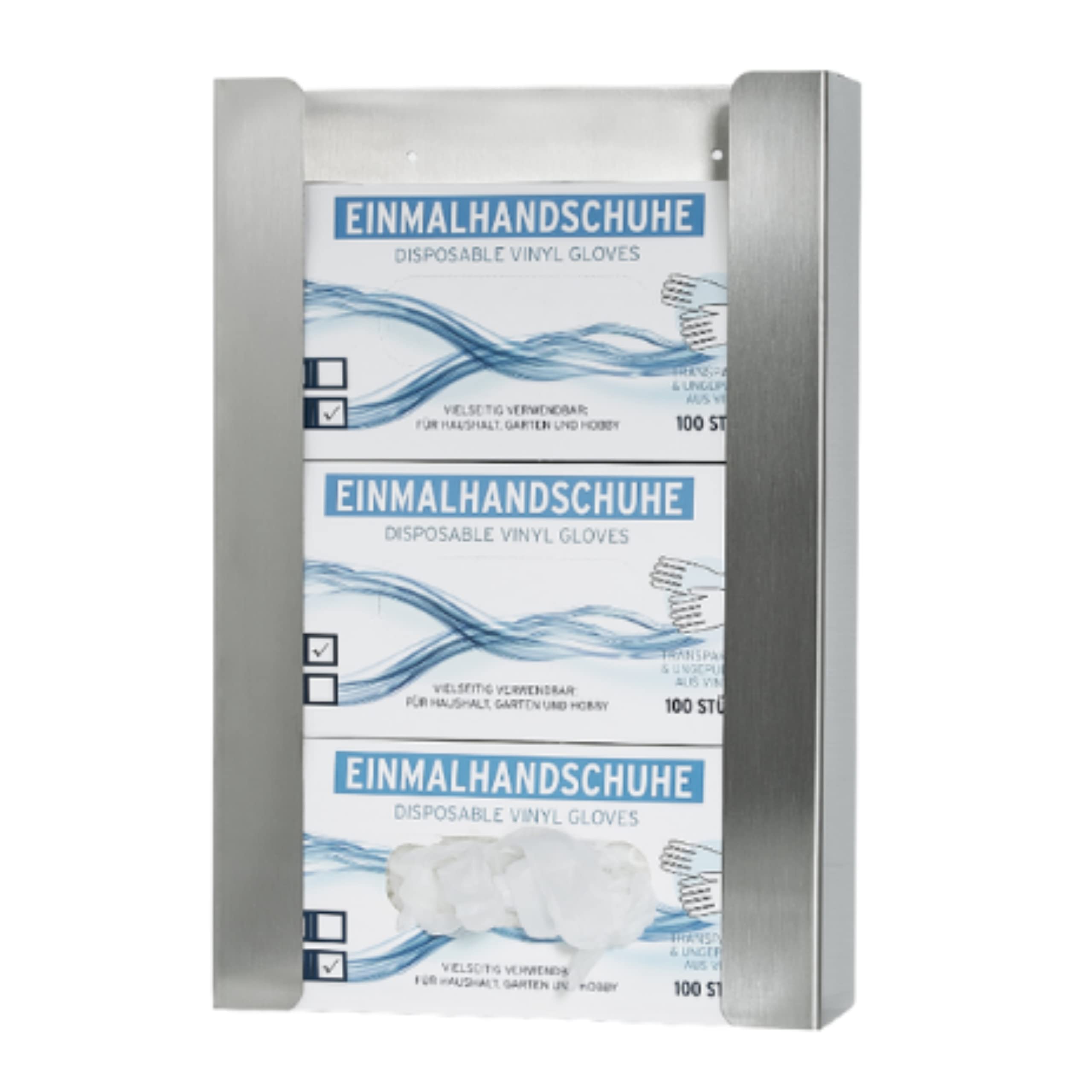 Support Mural Distributeur De Gants - Organisateur Acier Blanc 26x12.5cm Pour Gants, Chiffons, Cuisine