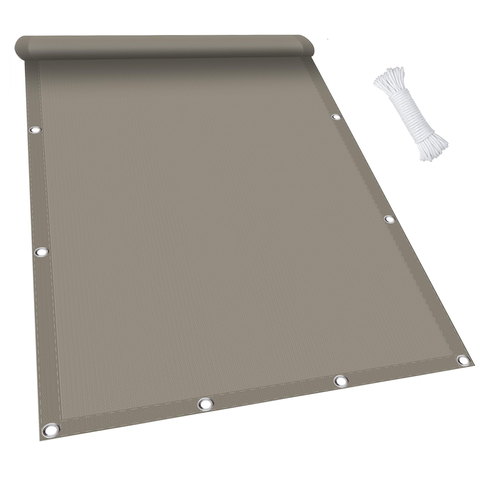 Sonnensegel 3.2 x 3.5 m, Wasserdicht 98% UV Schutz Sonnenschutz Balkon Terrasse inkl Befestigungsseile für Garten Terrasse, Taupe