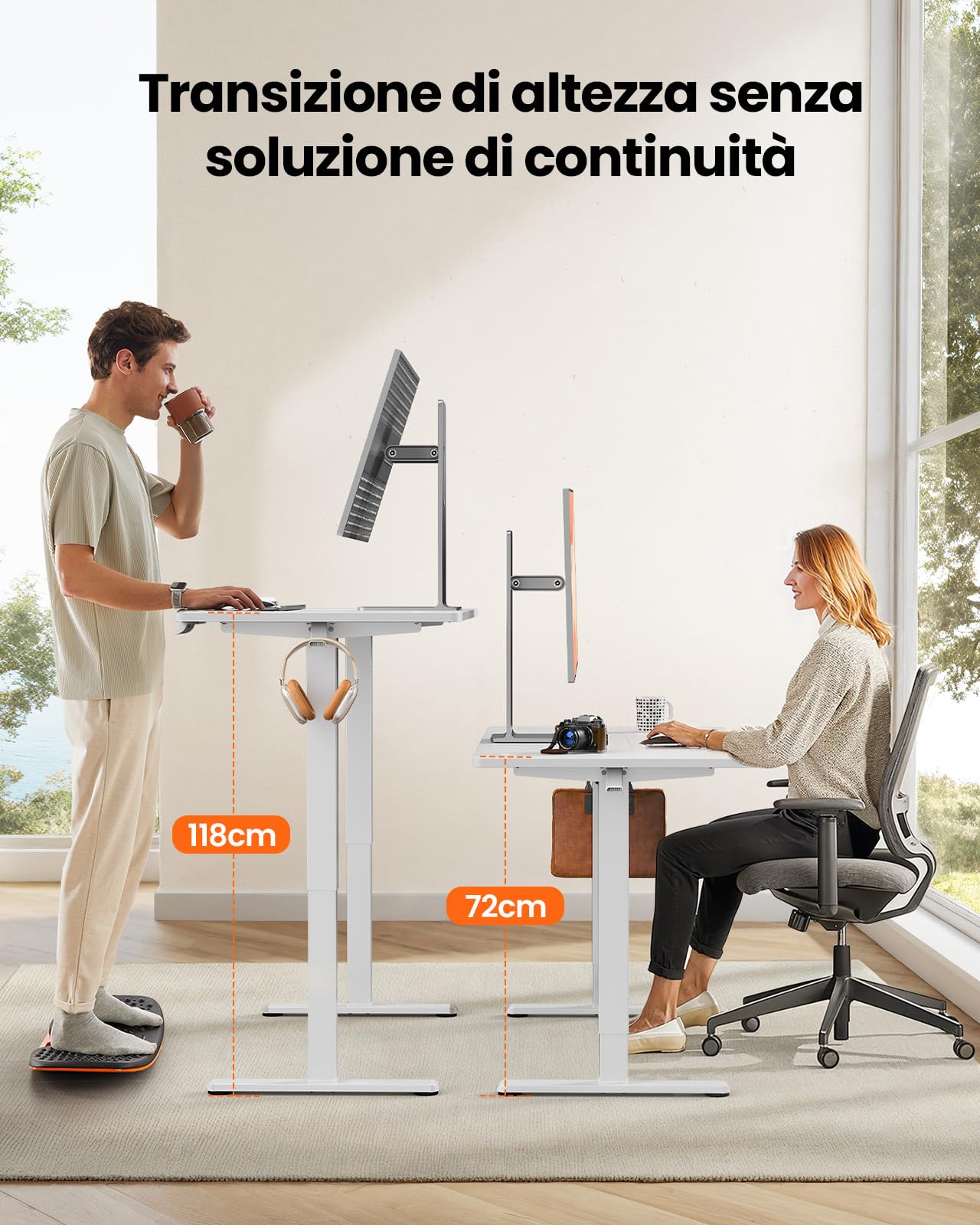 ErGear Scrivania Regolabile in Altezza per Ufficio e Computer 140 x 70 cm, Con Pannello Intelligente a 4 Memorie e Piano Assemblato