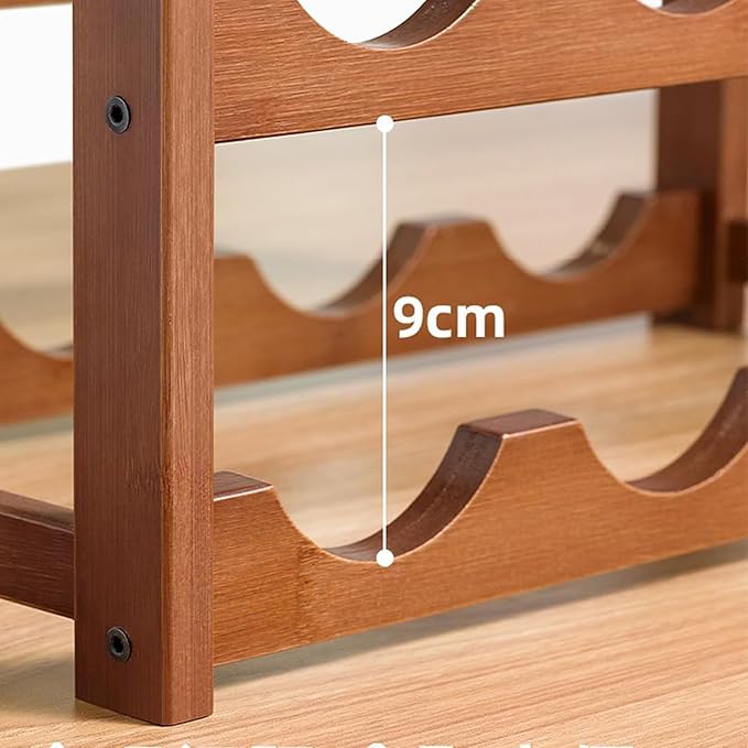 Soporte para Botellas de Vino Apilable 4 Niveles Bambú 16 Botellas miniatura 7